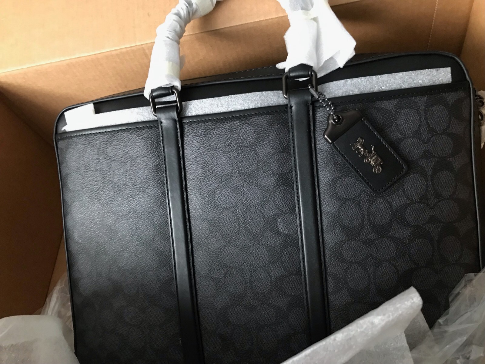 COACH Metropolitan Slim Leather Briefcase 55565 Charcoal Gray $595.00 + Retail