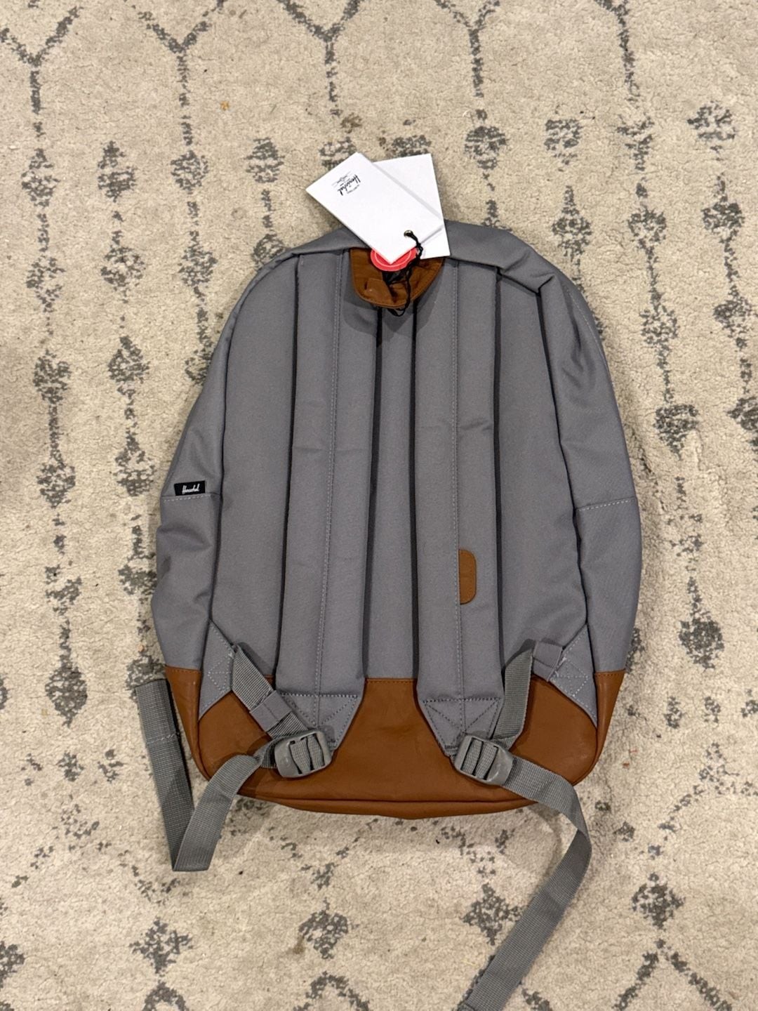 Herschel Heritage Backpack Grey with Tan Synthetic Leather Base