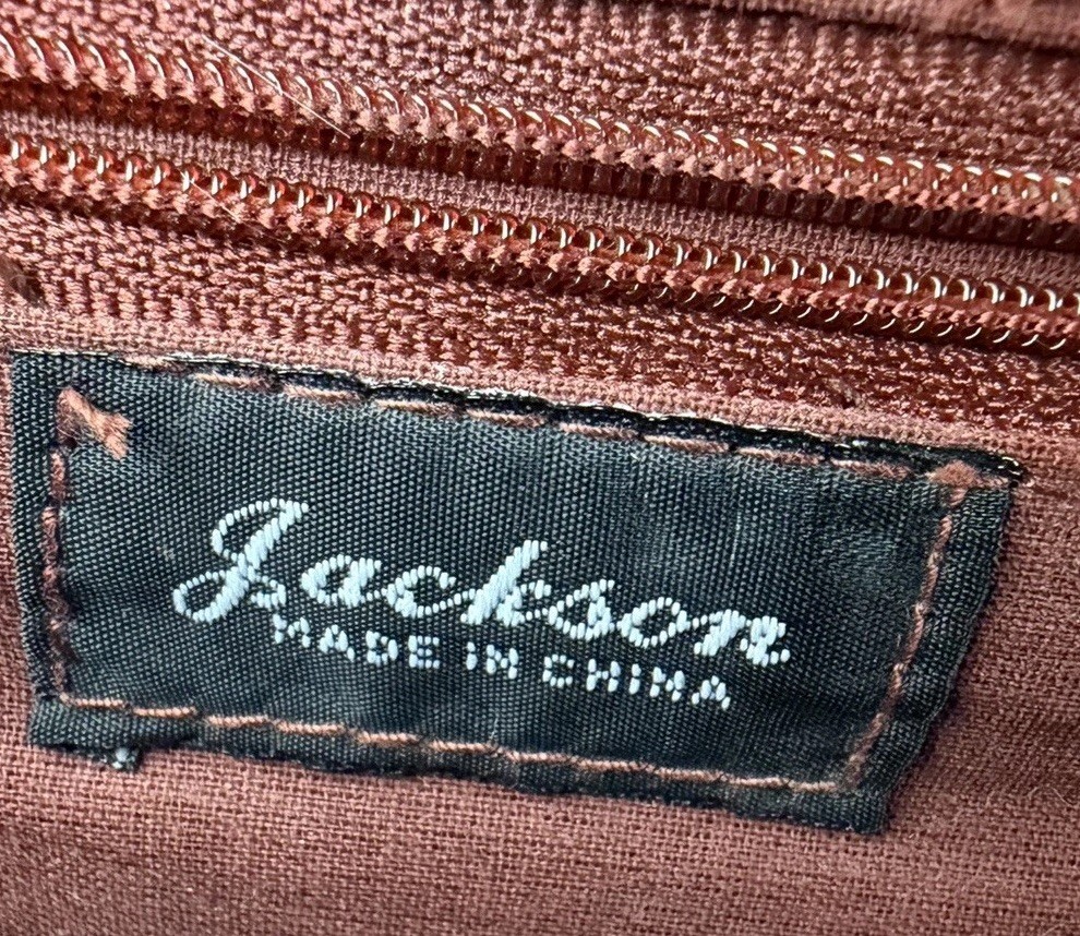 Brown Vintage Jackson Leather Briefcase Bag Double Top Handles