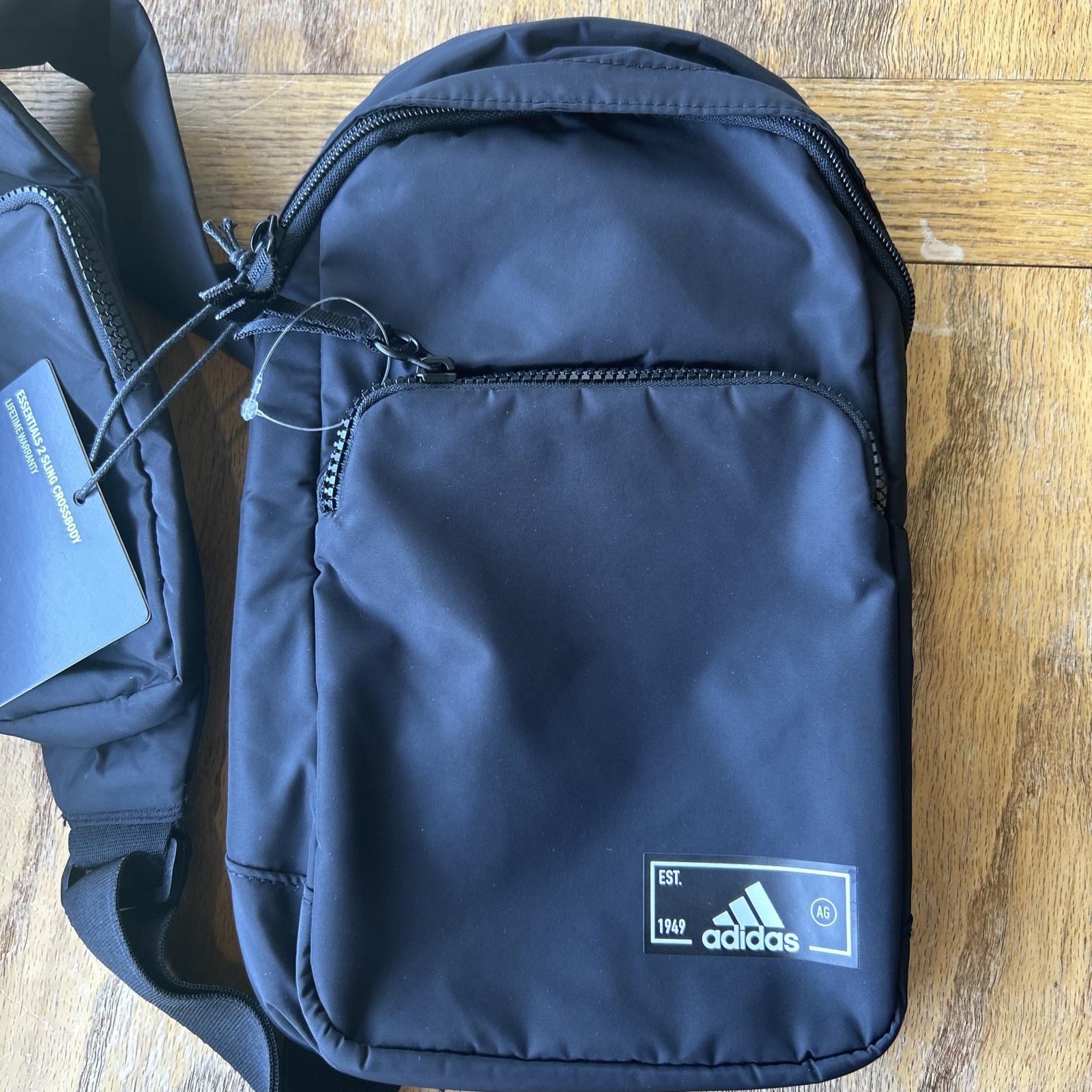 Adidas Unisex Essentials 2 Sling Adjustable Strap Crossbody Bag Black 12 x7.5×4”