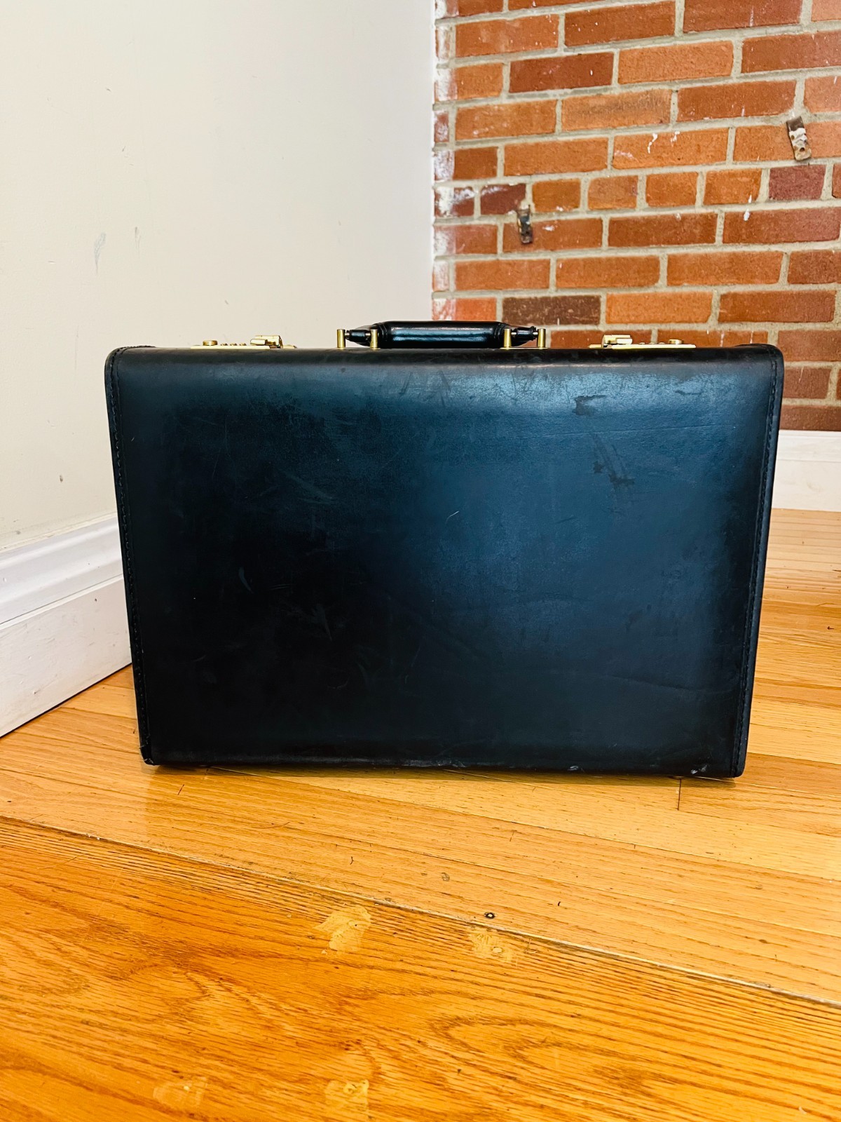 Coach Black Leather Hard Sided 4.5″ Briefcase Rare Vintage Made In The USA