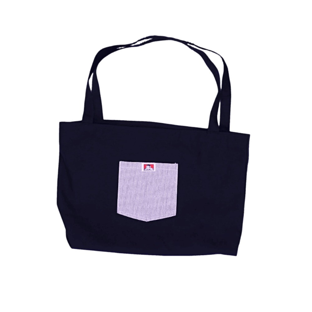 Ben Davis Unisex Tote Bag 100% Cotton Canvas Fabric Hickory Stripe Pocket Bag