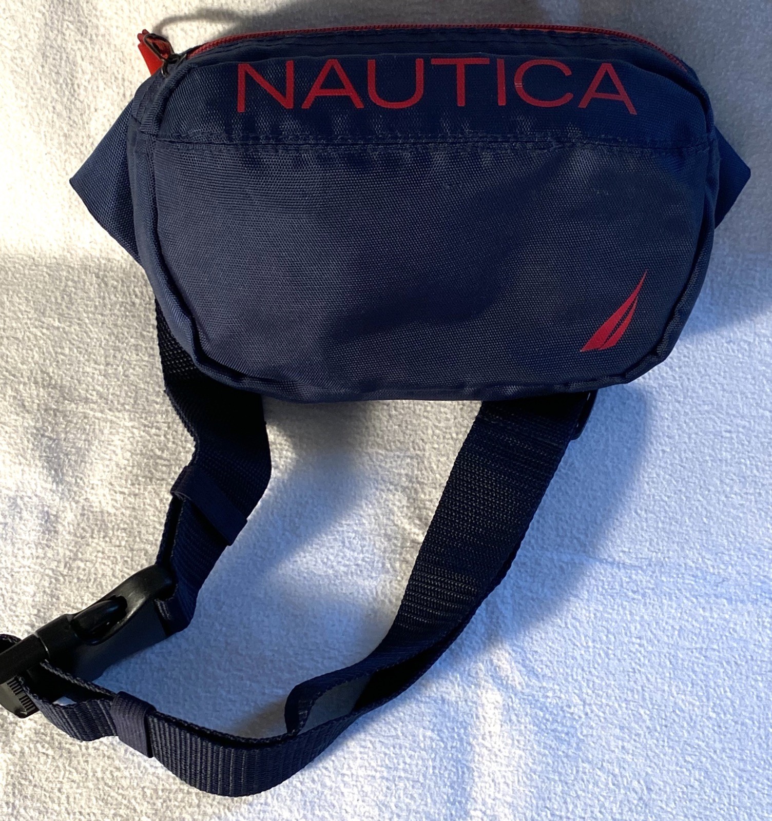 Nautica Blue Red Waist Bag Fanny Pack Adjustable Belt Strap Travel Pouch