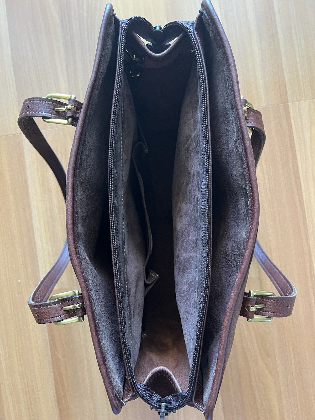 Jack Georges Brown Pebbled Leather Work Tote Laptop Bag USA Made