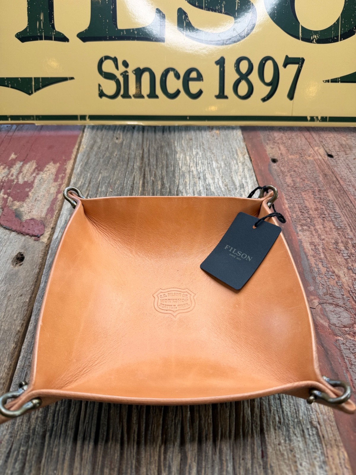 Filson Workshop Bridle Leather Valet Tray Tan Rare New with Tags Made in USA |