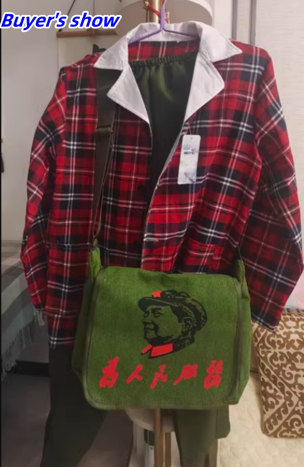 China Chairman Mao “Service to the People” Green Shoulder Bag Messenger Bag