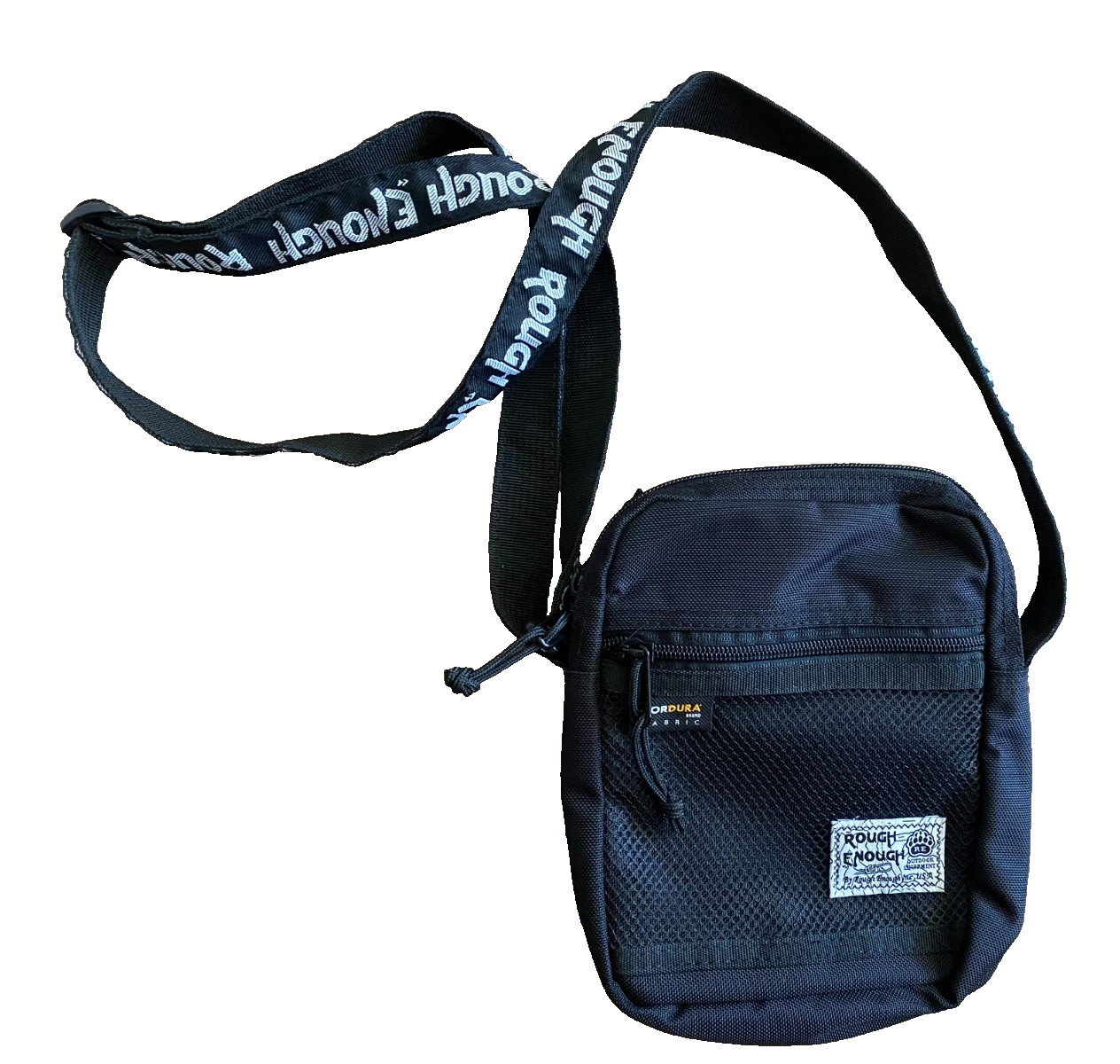 Rough Enough Black Small Crossbody Shoulder Cordura Fabric Travel Bag