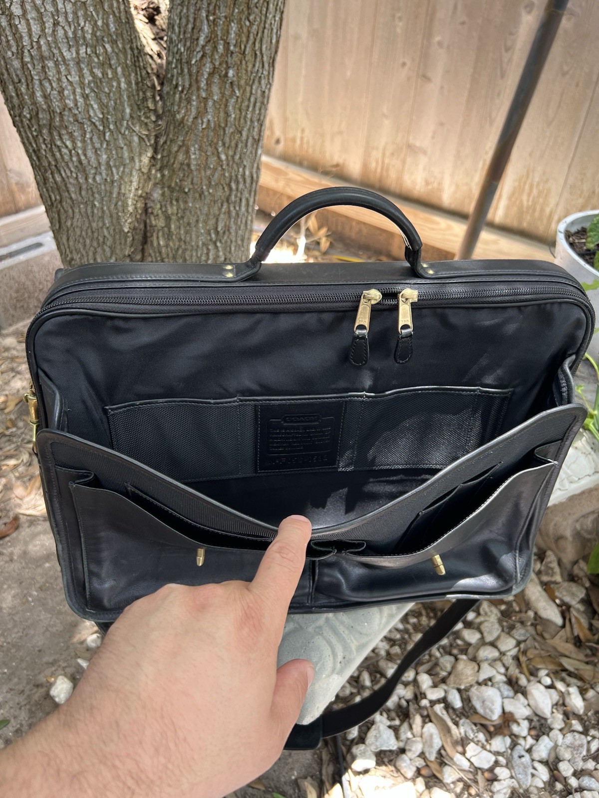 COACH Prescott Diplomat Black Leather Briefcase 0532 Turnlock Organizer Laptop