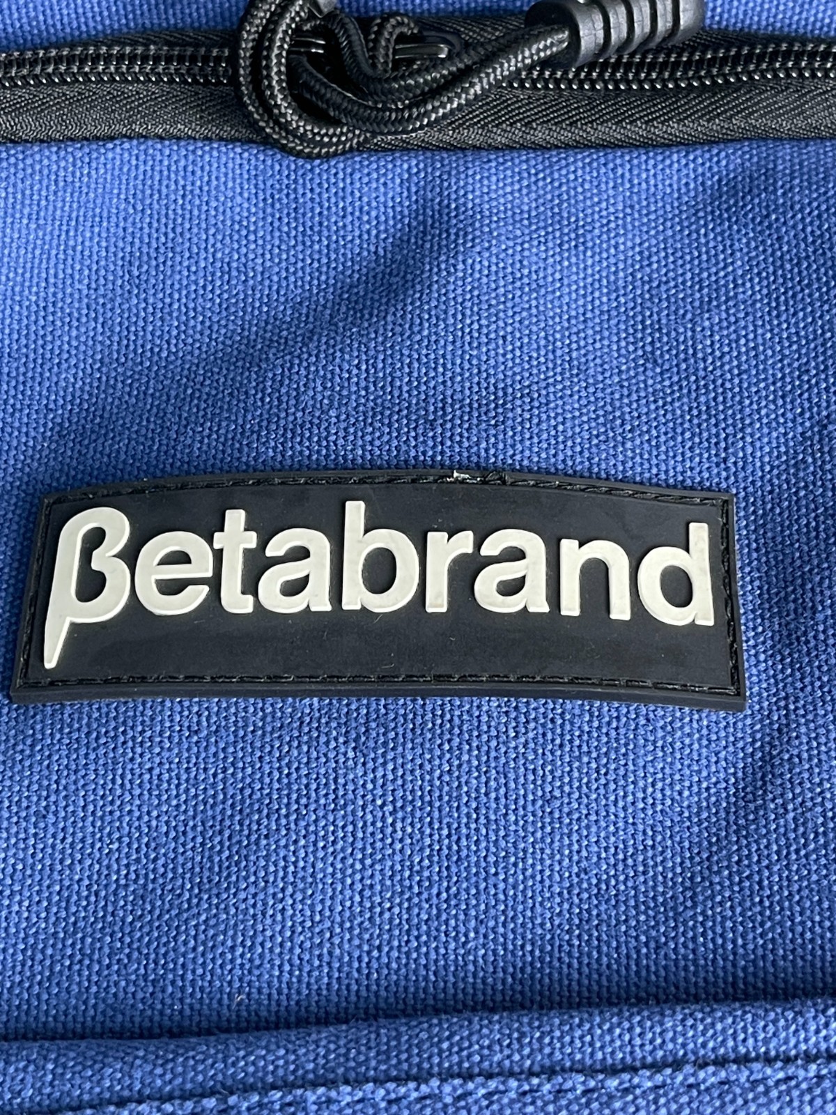 Betabrand Cornucopia Backpack Roll Top Blue Canvas Inner Pockets Sleeve Shoulder