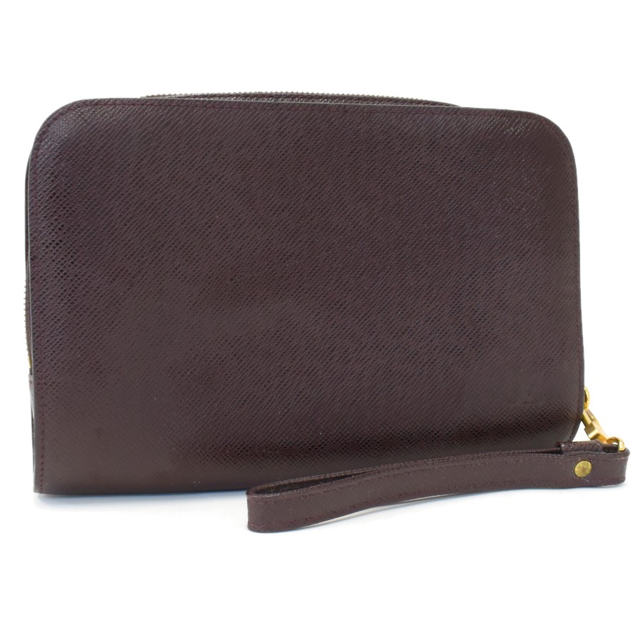 LOUIS VUITTON Taiga Pochette Baikal Acajou M30186 Clutch Bag Burgundy T10I