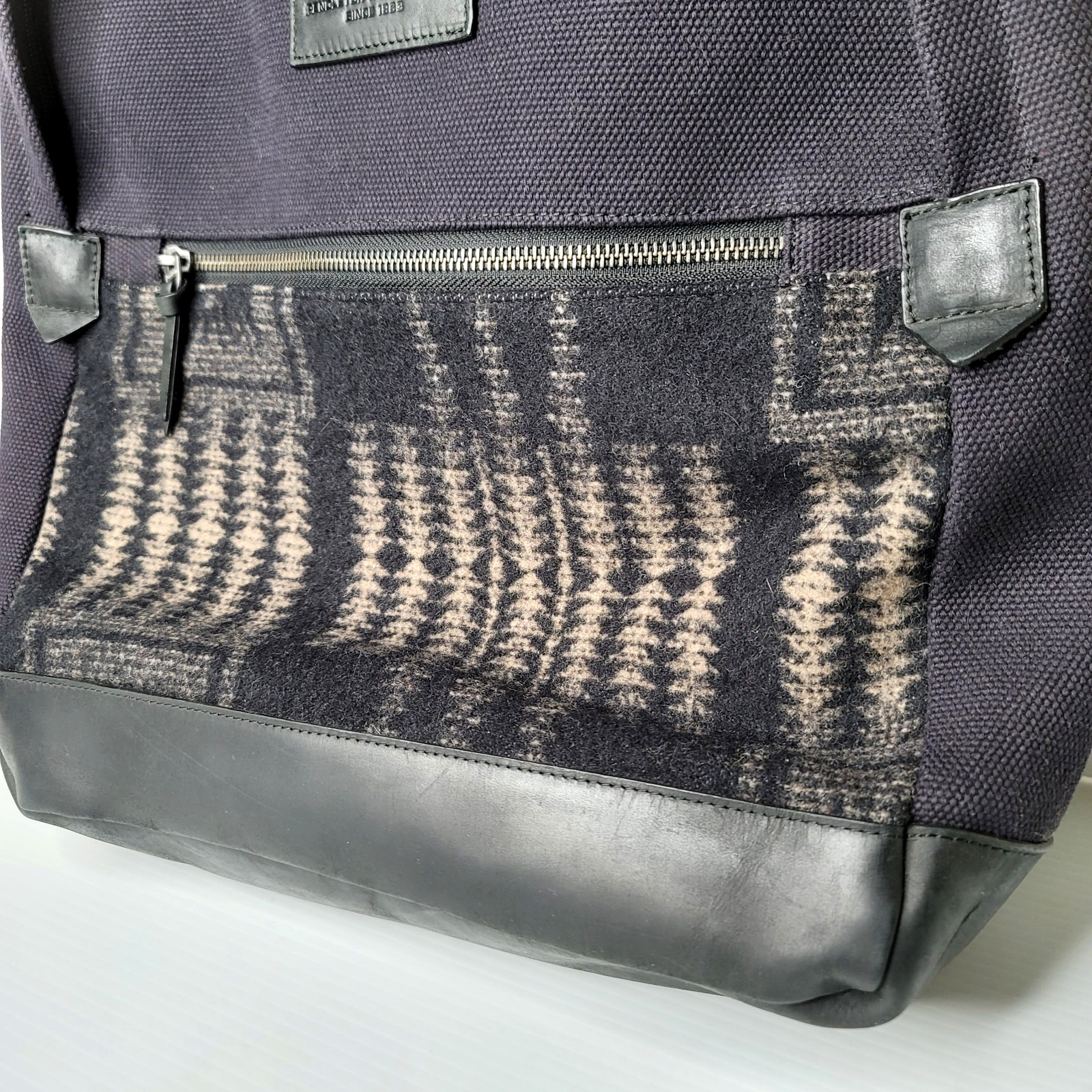 Pendleton Harding Black Wool Canvas Backpack Large Bag 18″