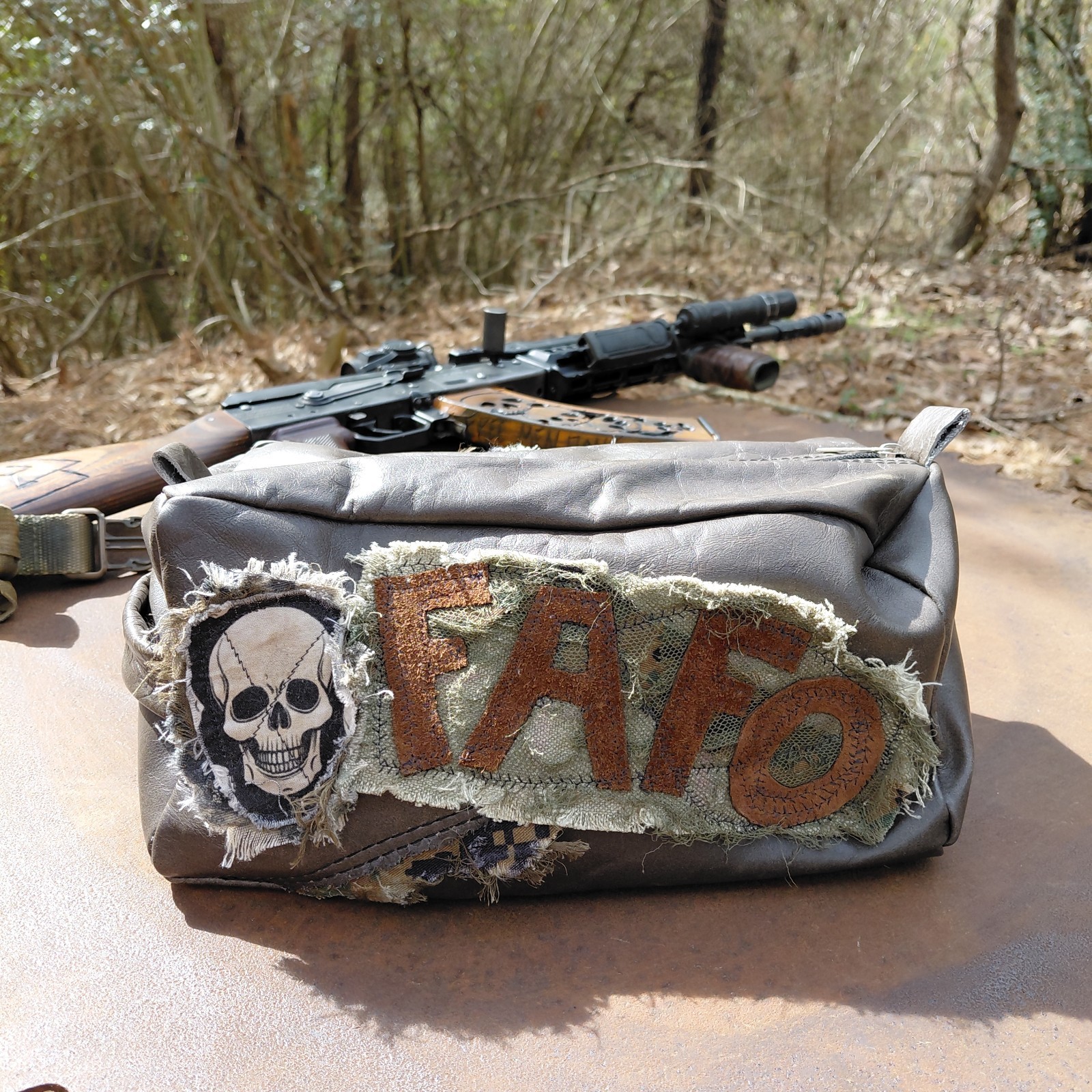 Leather Range Bag Ammo Bag Handmade Retro Art Ak47 Kalashnikov FAFO