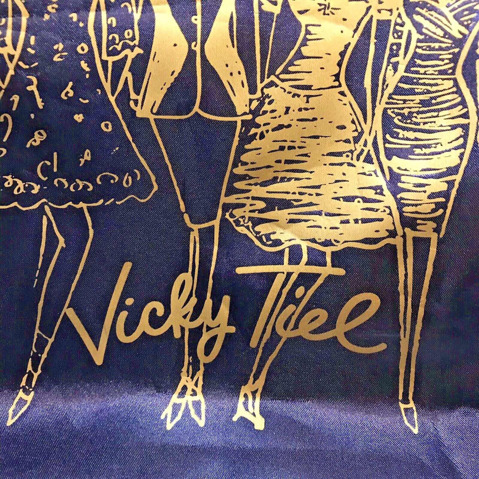 Vicky Tiel 21 Bonaparte Parfum Vinyl Tote Bag Navy Satin Feel Striped Lining