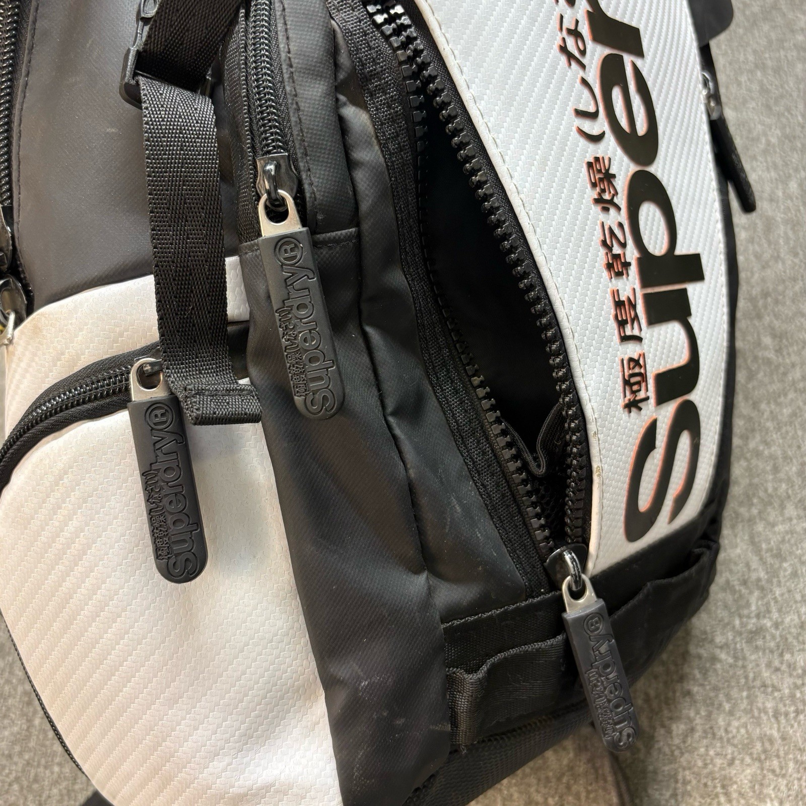 Superdry White Tarp Tech Backpack Travel Sport School Laptop Bag 21L Water Zip