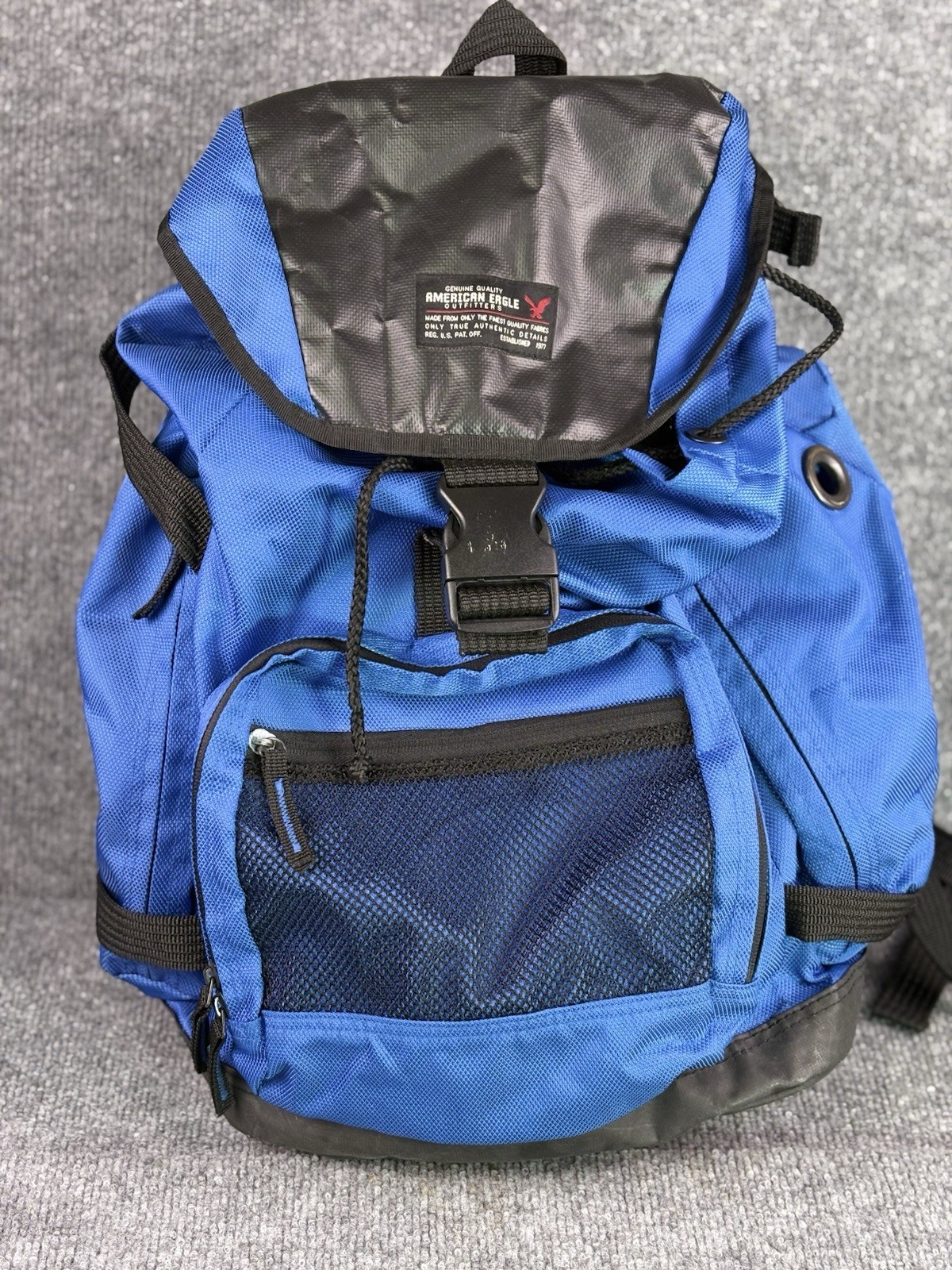 Vtg American Eagle Campaign Rucksack Backpack Blue Canvas Y2K Gorpcore Hiking Lg