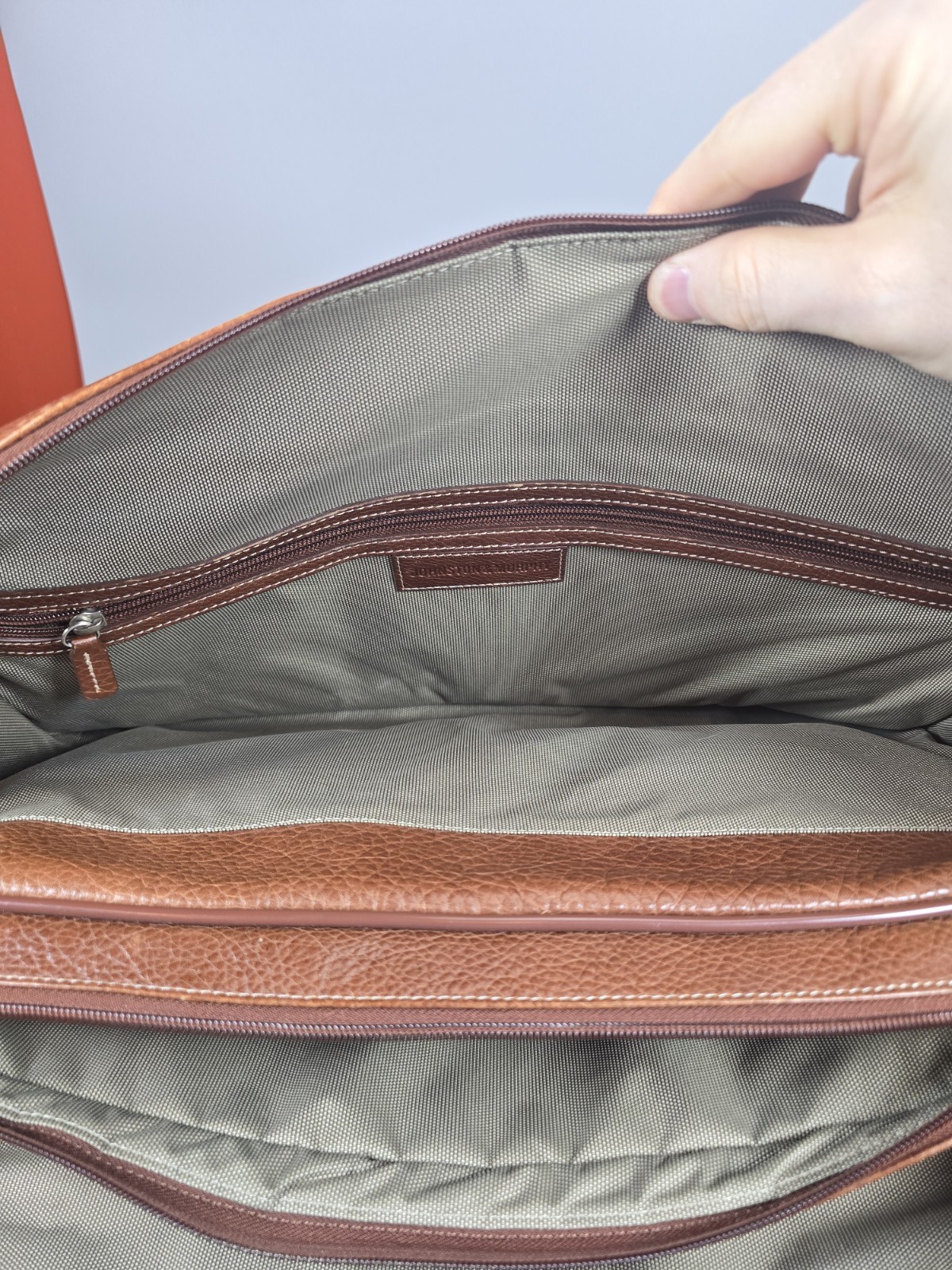 Johnston & Murphy Brown Leather Briefcase Shoulder Laptop Bag