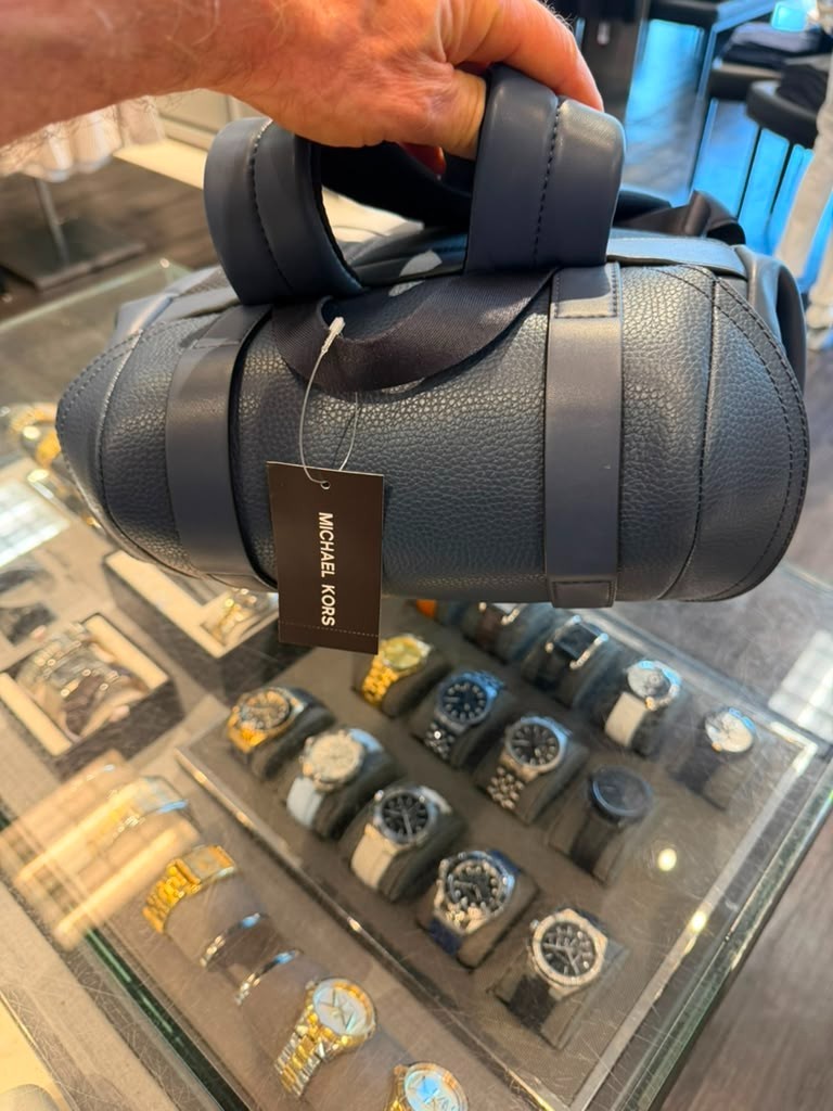 Michael Kors Men Cooper Large Leather Shoulder Backpack Navy For Travel Hiking