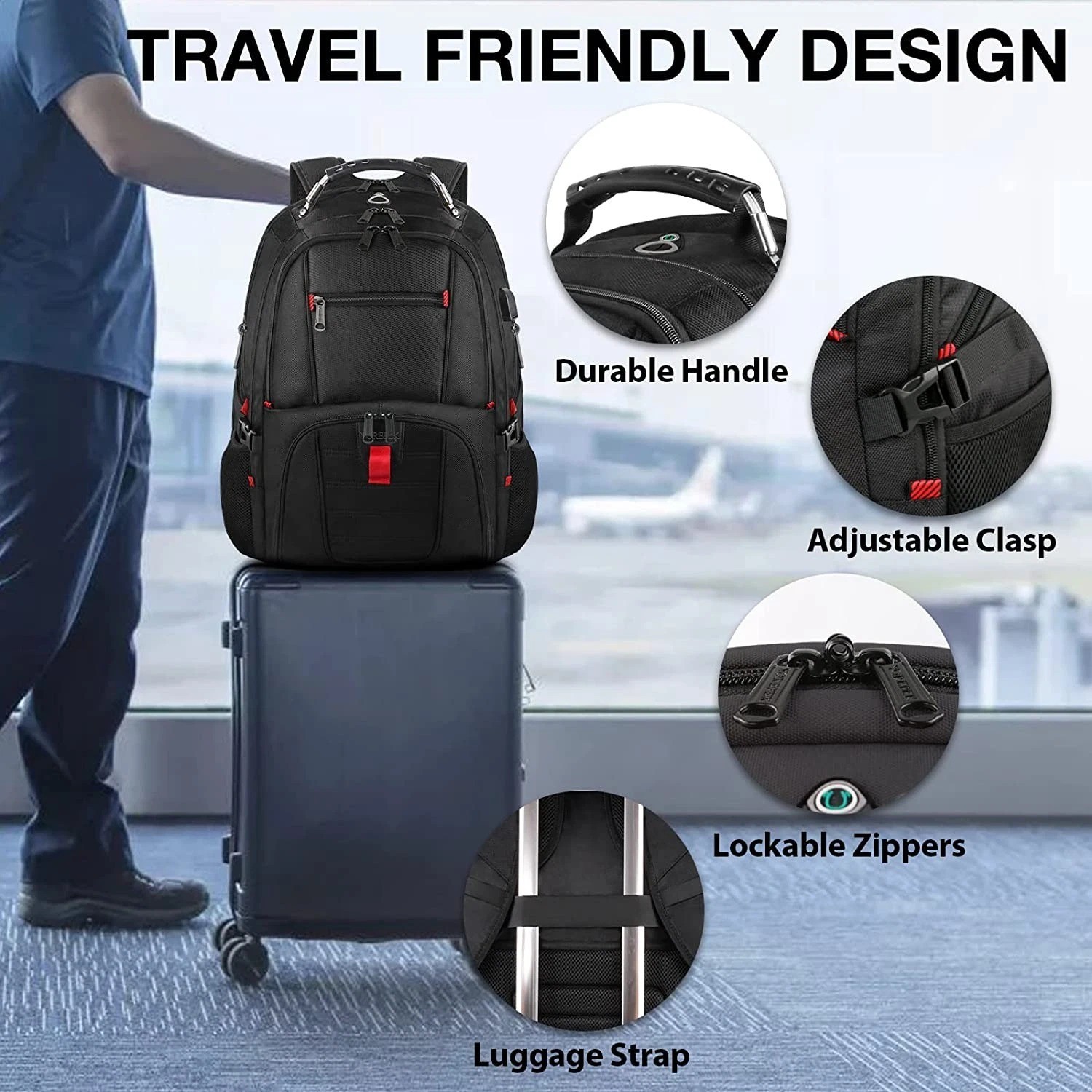 YOREPEK Travel Backpack, 50L Extra Large Laptop Backpacks for Men Women, Water R