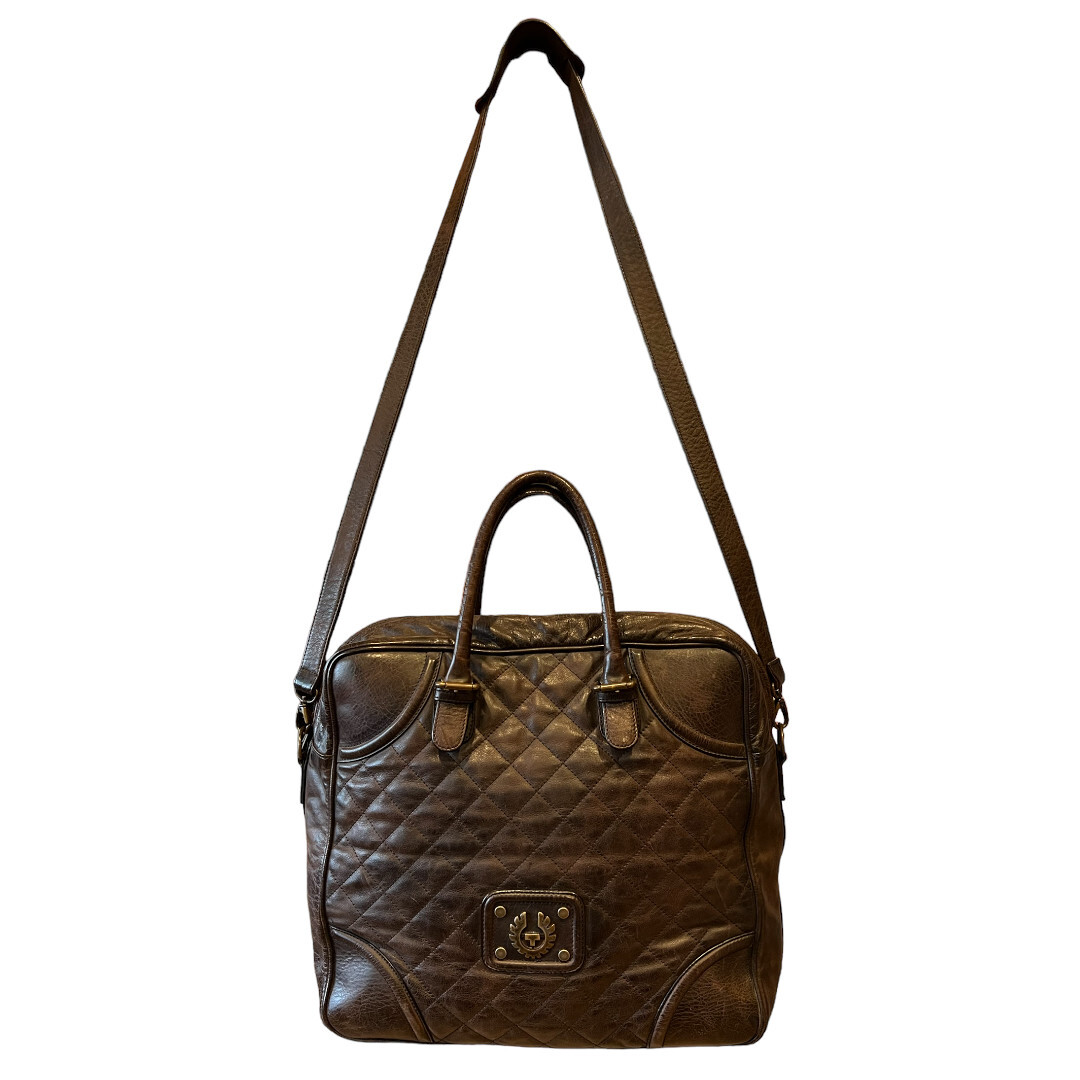 Authentic Belstaff MEN’S LARGE SQUARE Blackbrown Leather Shoulder Bag Rare