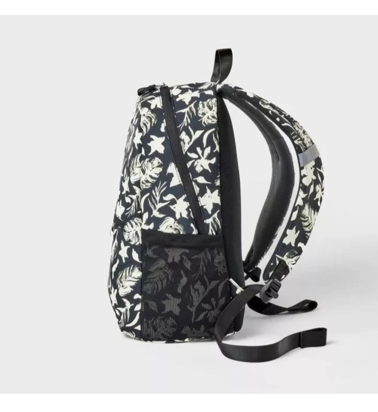 ALL IN MOTION TWEEN CRINKLE BACKPACK – BLACK & WHITE FLORAL