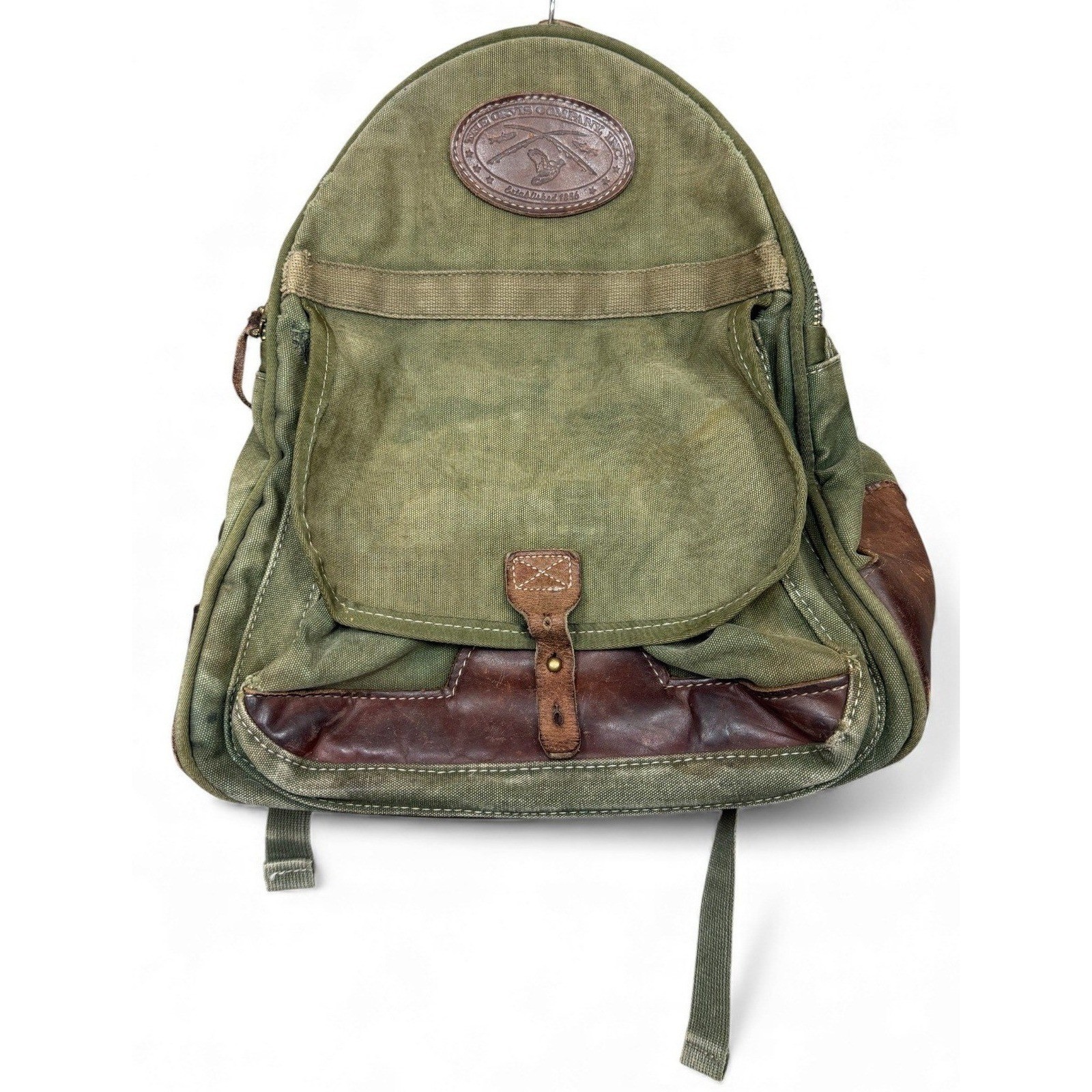 Vintage The Orvis Company Canvas Leather Backpack Green Outdoor Travel 80s 90s
