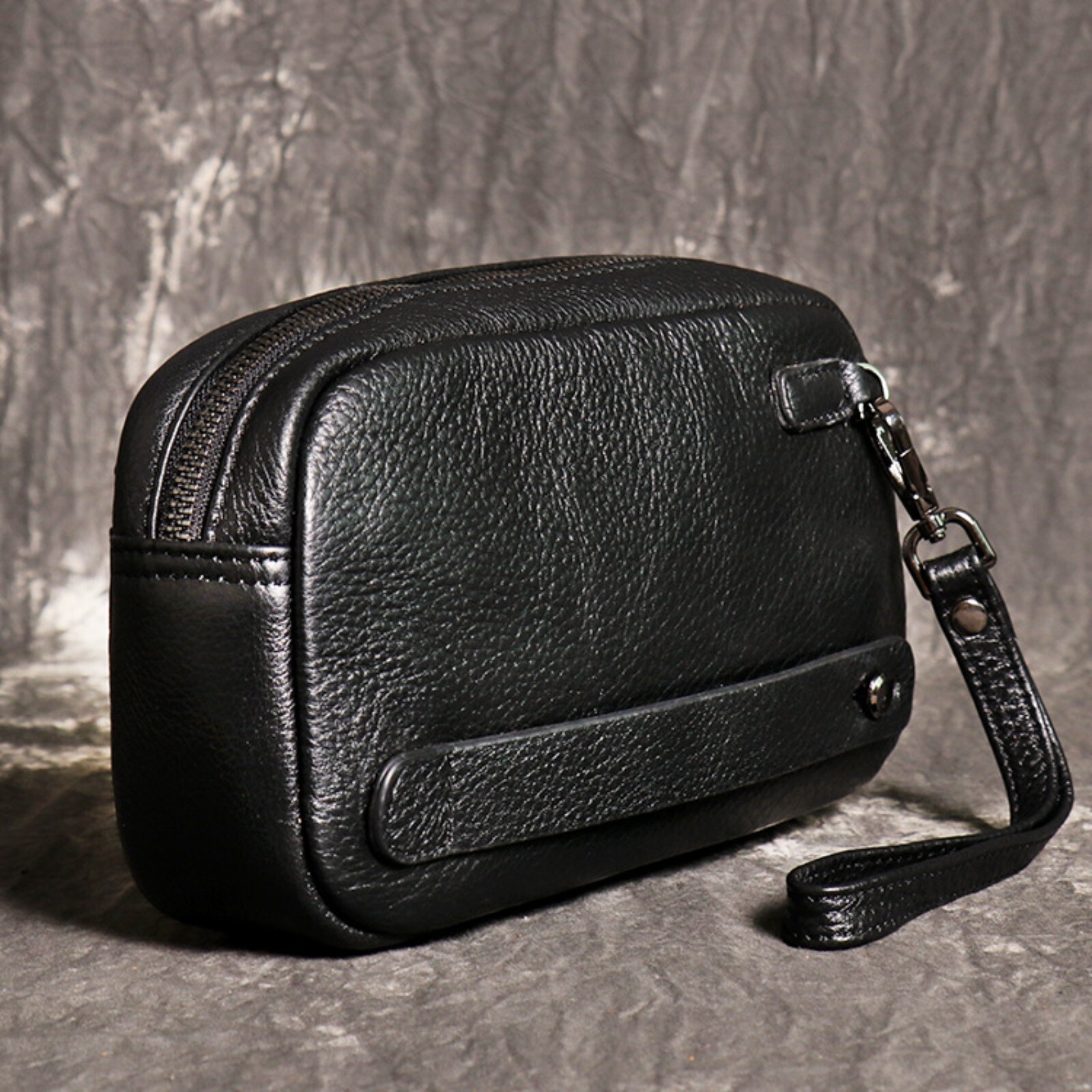Mens Genuine Leather Wristlet Bag Travel Clutch Organizer Small Pouch Wallet