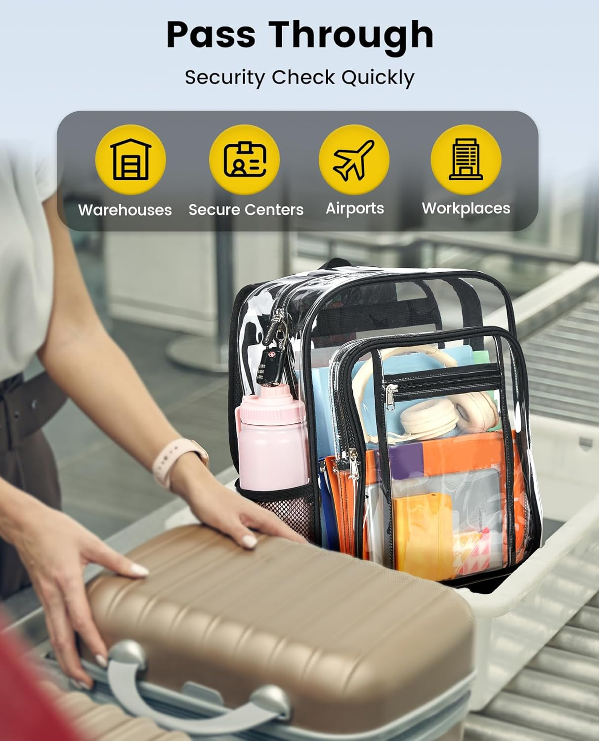 Clear Backpack Heavy Duty – Extra Large Clear Backpacks with TSA Lock Transparen