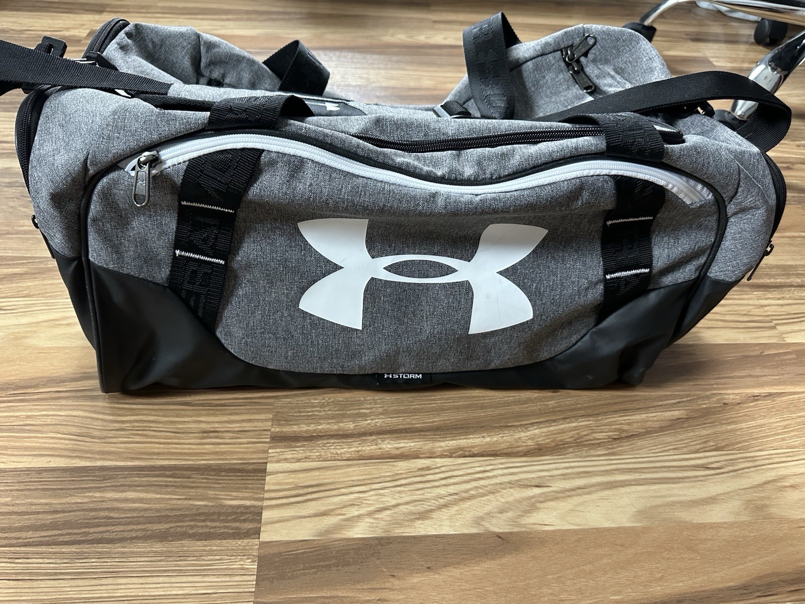 Under Armour Gray Duffel Bag with White Logo