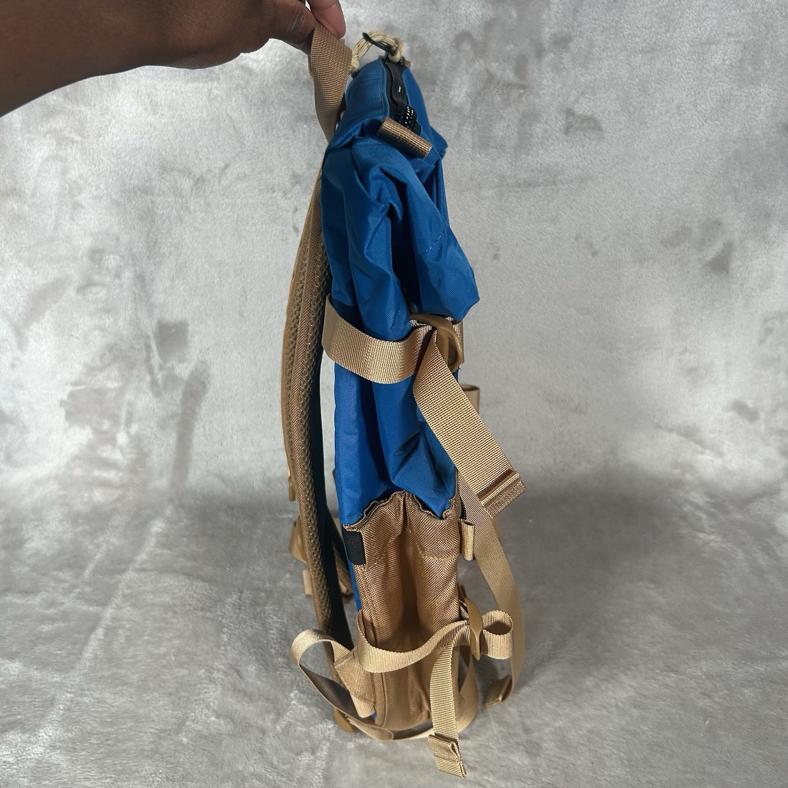 New Topo Designs Rover Pack Backpack Blue Tan Roll Top Laptop Hiking Travel Bag