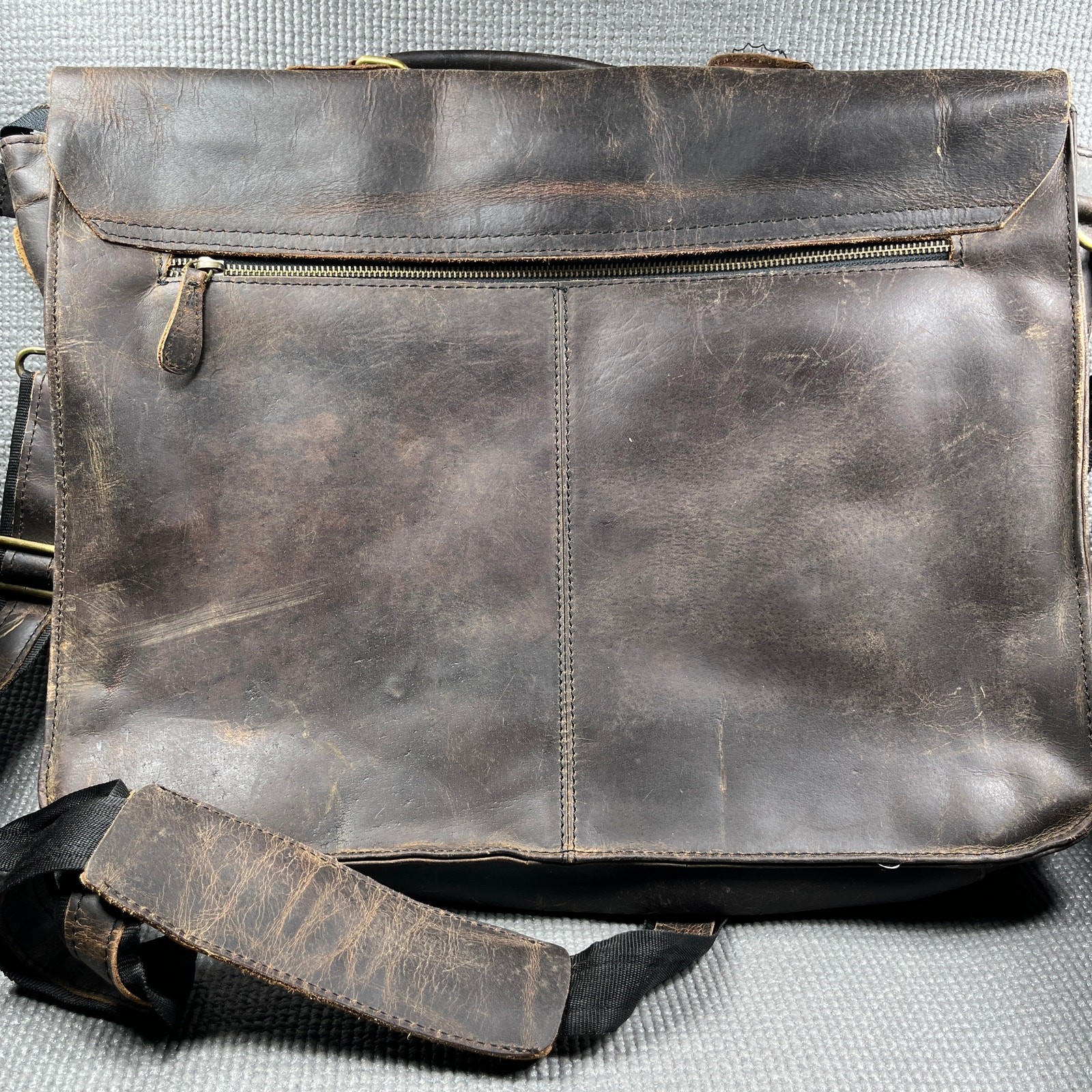 Classy Leather Bag Messenger Bag Brown Leather Retro Pockets Laptop Work Office
