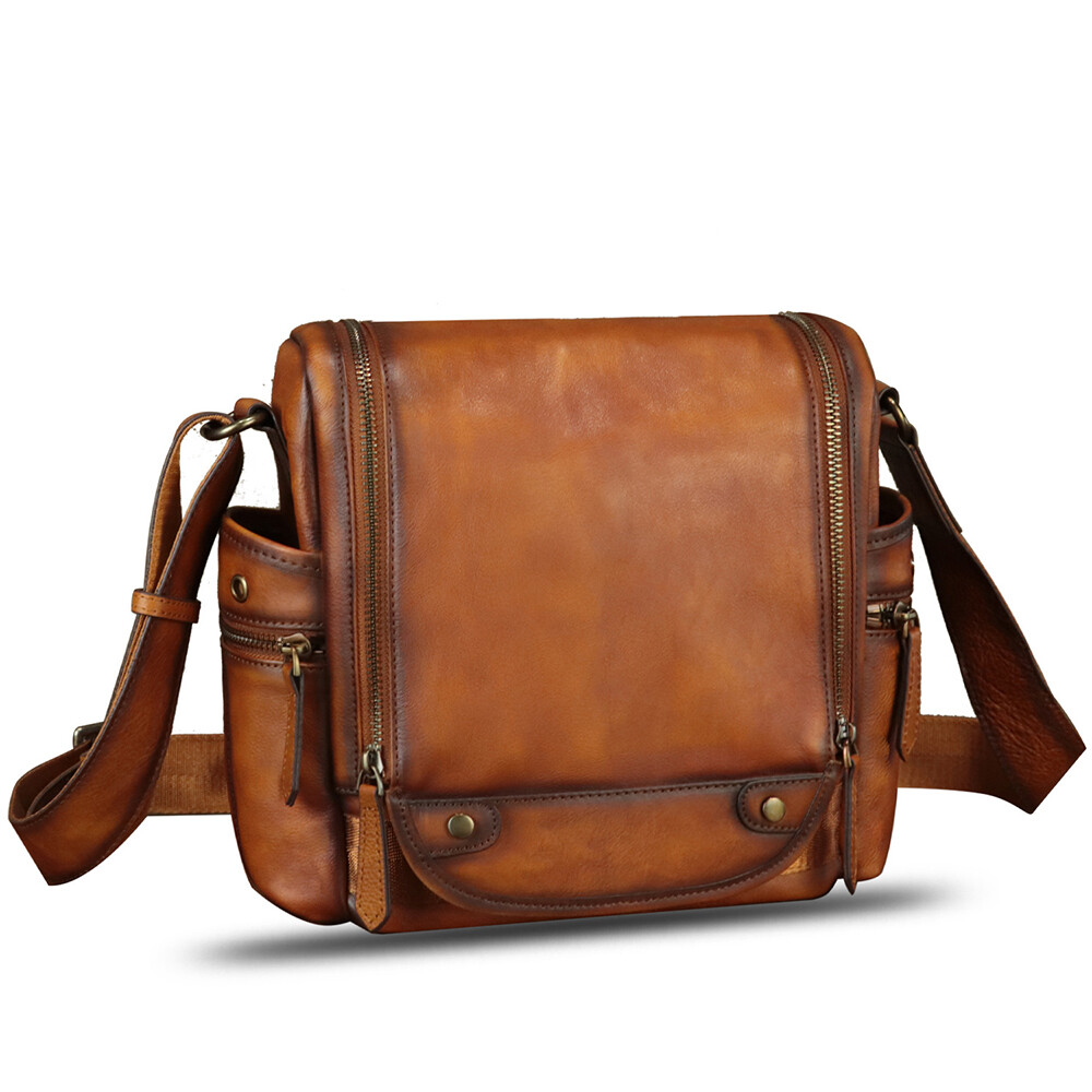 Genuine Leather Purses for Men Classical Messenger Bag Crossbody Shoulder Bag