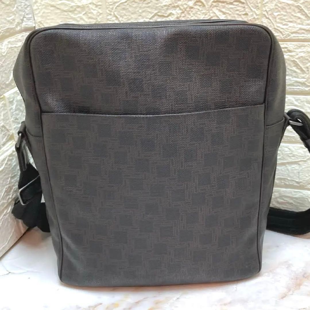 Dunhill D-Eight Brown PVC Leather Shoulder Business Bag 33cm