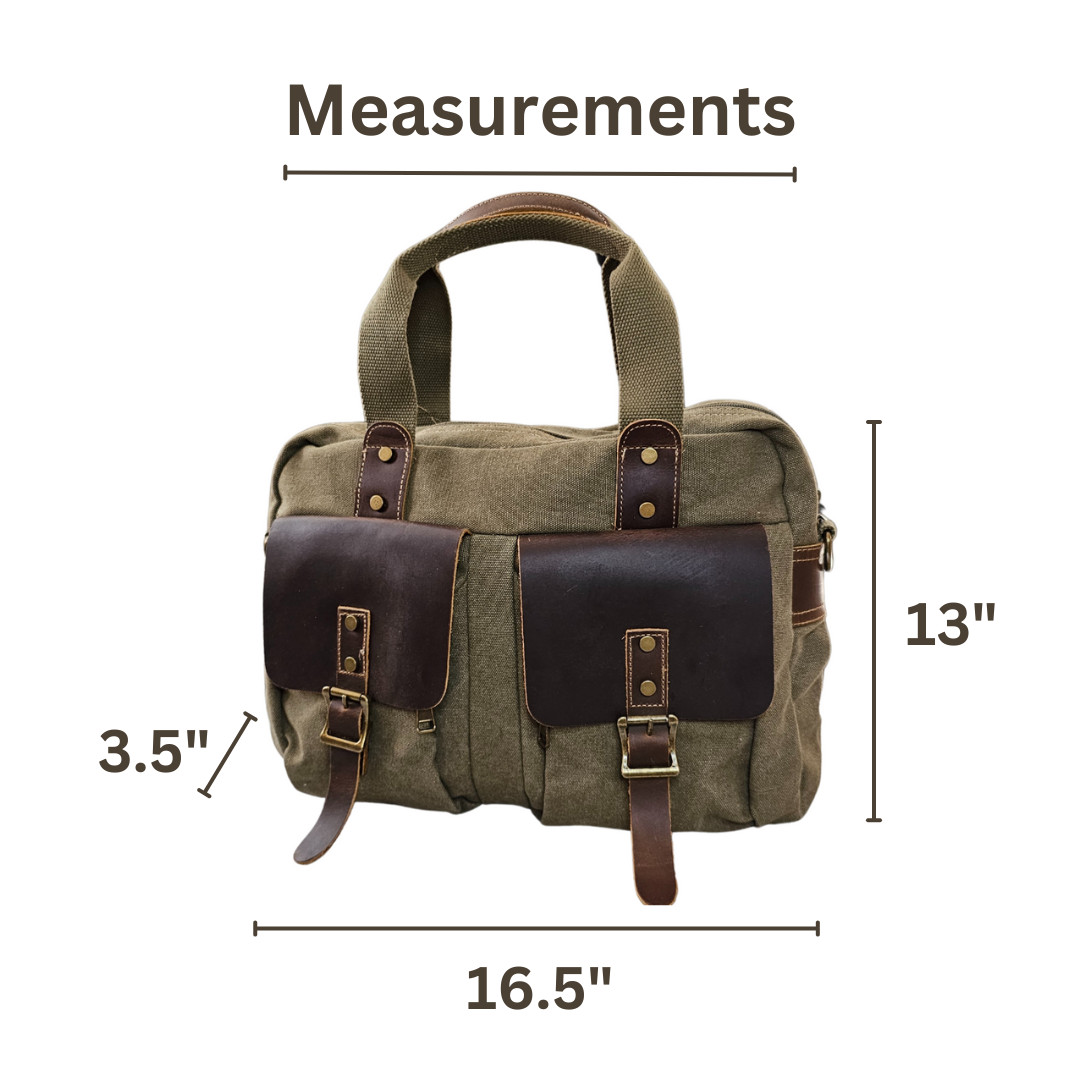 Vintage Leather Canvas Shoulder Messenger Bag Mens Briefcase Business Satchel