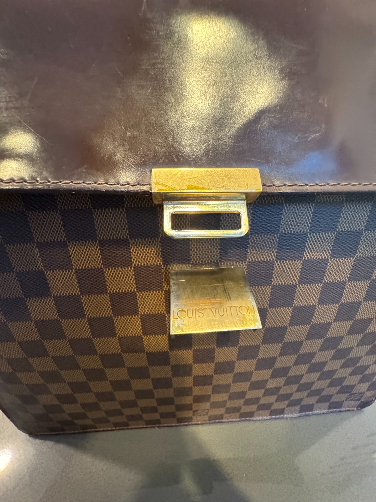 Louis Vuitton Damier Ebene Brown Leather Briefcase Vintage