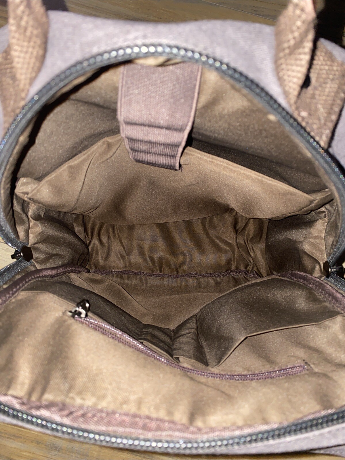 Generic Gray Sling Backpack with Replica Leather Zippers and Straps, Standard