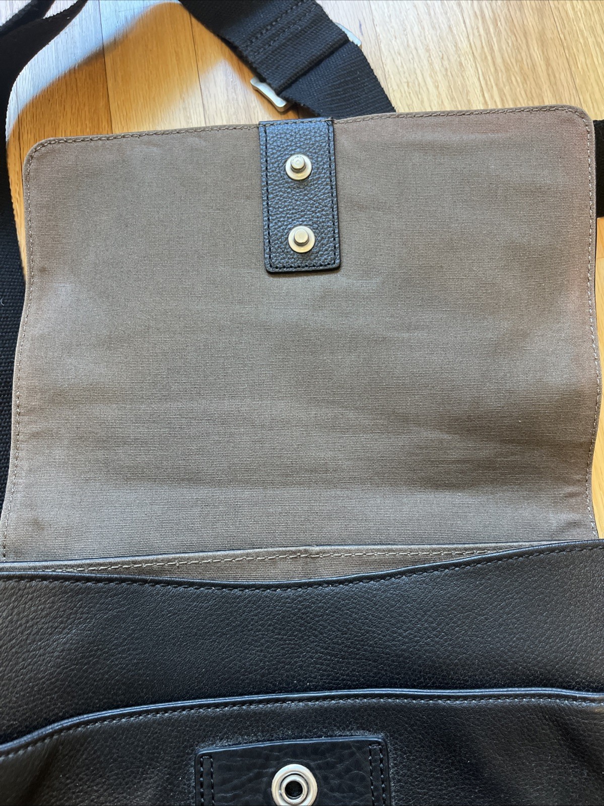 Jack Spade Pebbled Black Leather Messenger Bag Crossbody Field Bag
