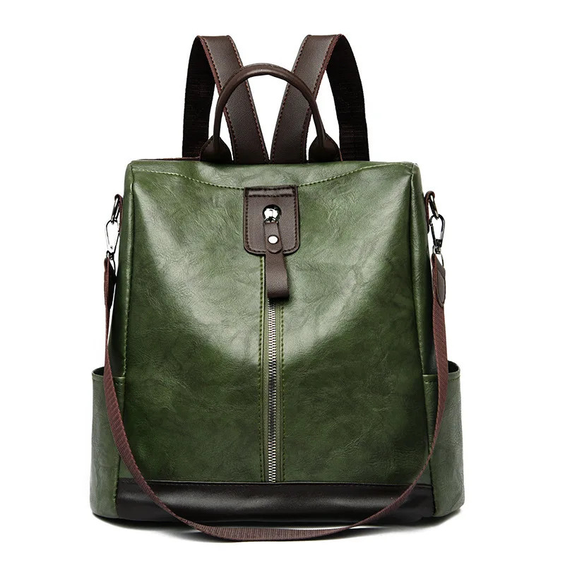 Anti Theft Backpack Faux Leather Large Capacity Travel Laptop Shoulder Bag Women