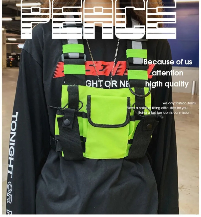 Functional Tactical Chest Bag For Men Fashion Bullet Hip Hop Vest Streetwear Bag