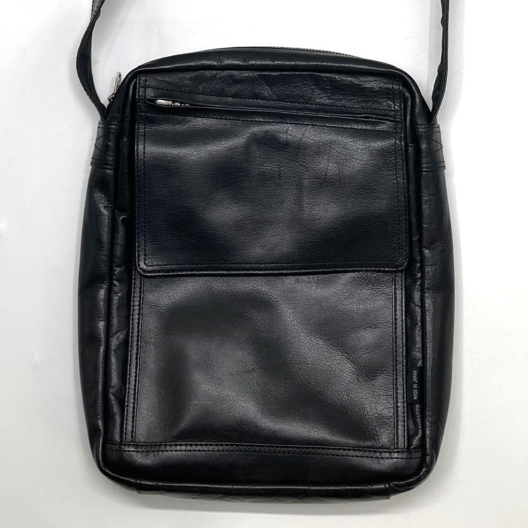 Authentic PORTER Shoulder Bag SQUARE Black 31cm x 23cm x 5cm Used Damage