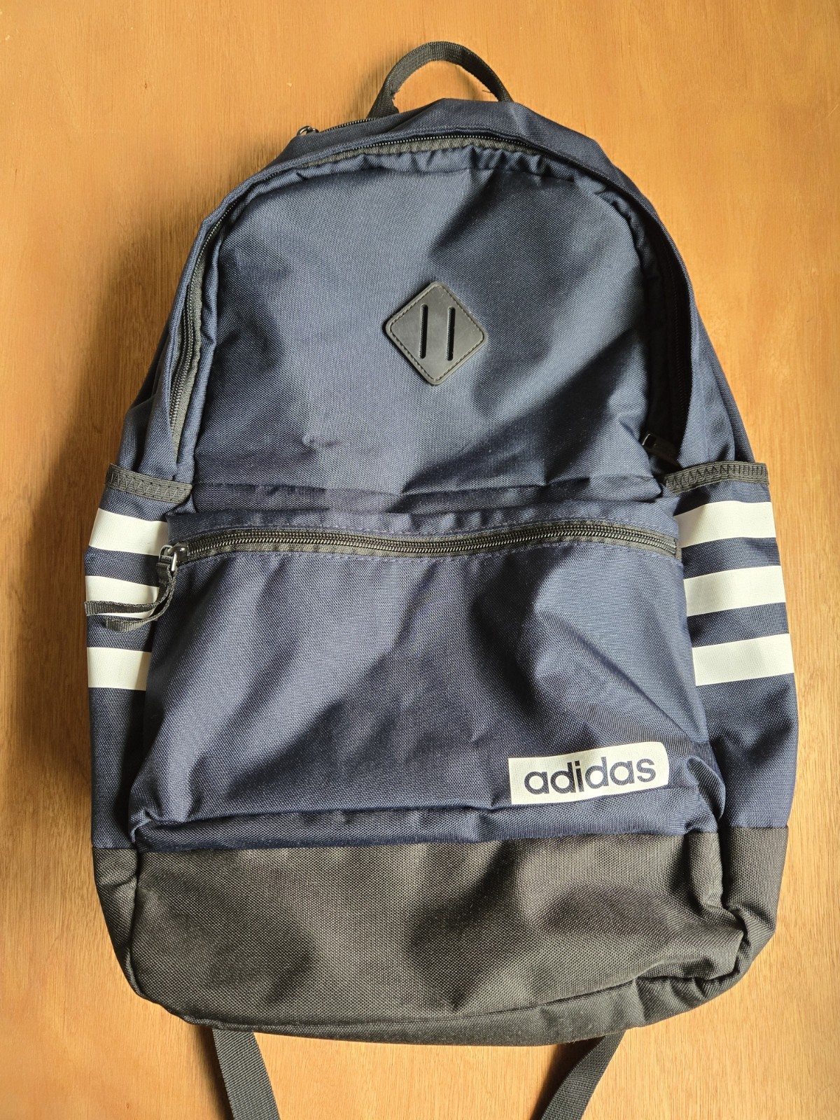 NEW Adidas Classic 3 Stripe Unisex Backpack Black/ White Stripes One Size Navy