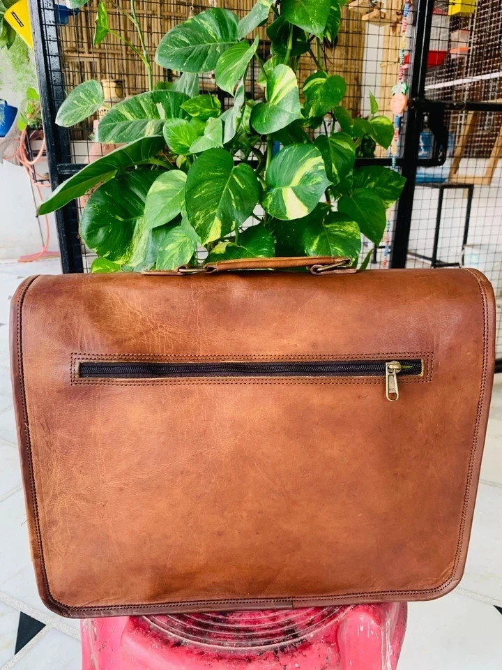 Men’s Detailed Leather Vintage Laptop Messenger Handmade Briefcase Bag Satchel
