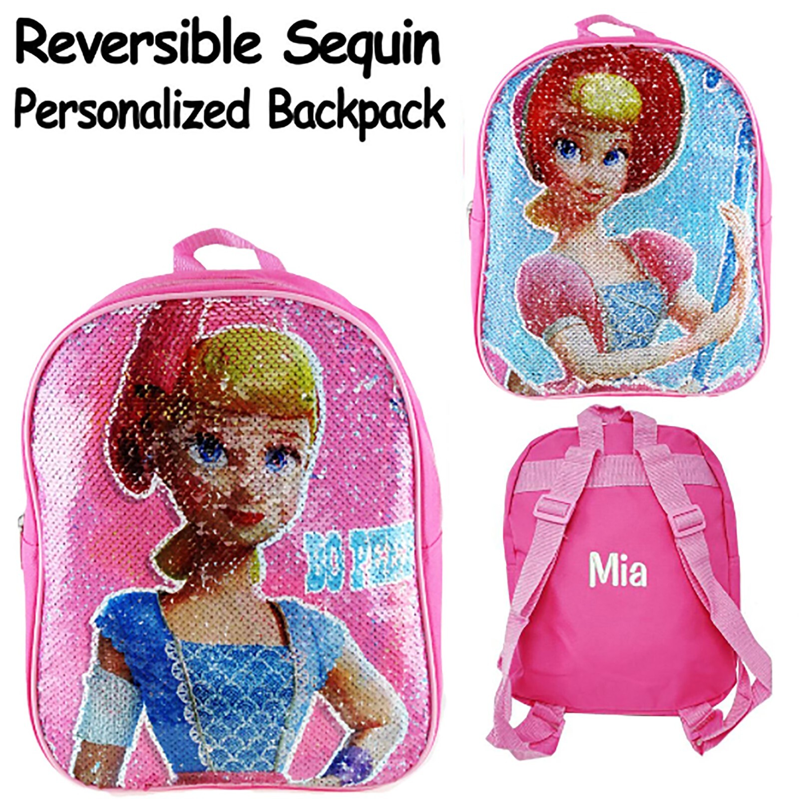 Toy Story Bo Peep sequin backpack, Reversible sequin backpack pink