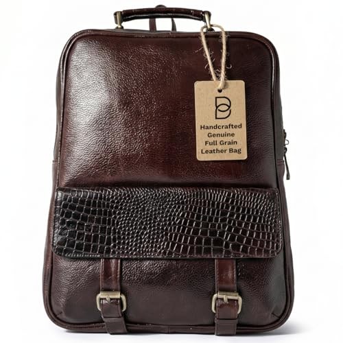 15.6″ Luxury Leather Laptop Backpack for Men & Women. Leather Bag for Burgundy
