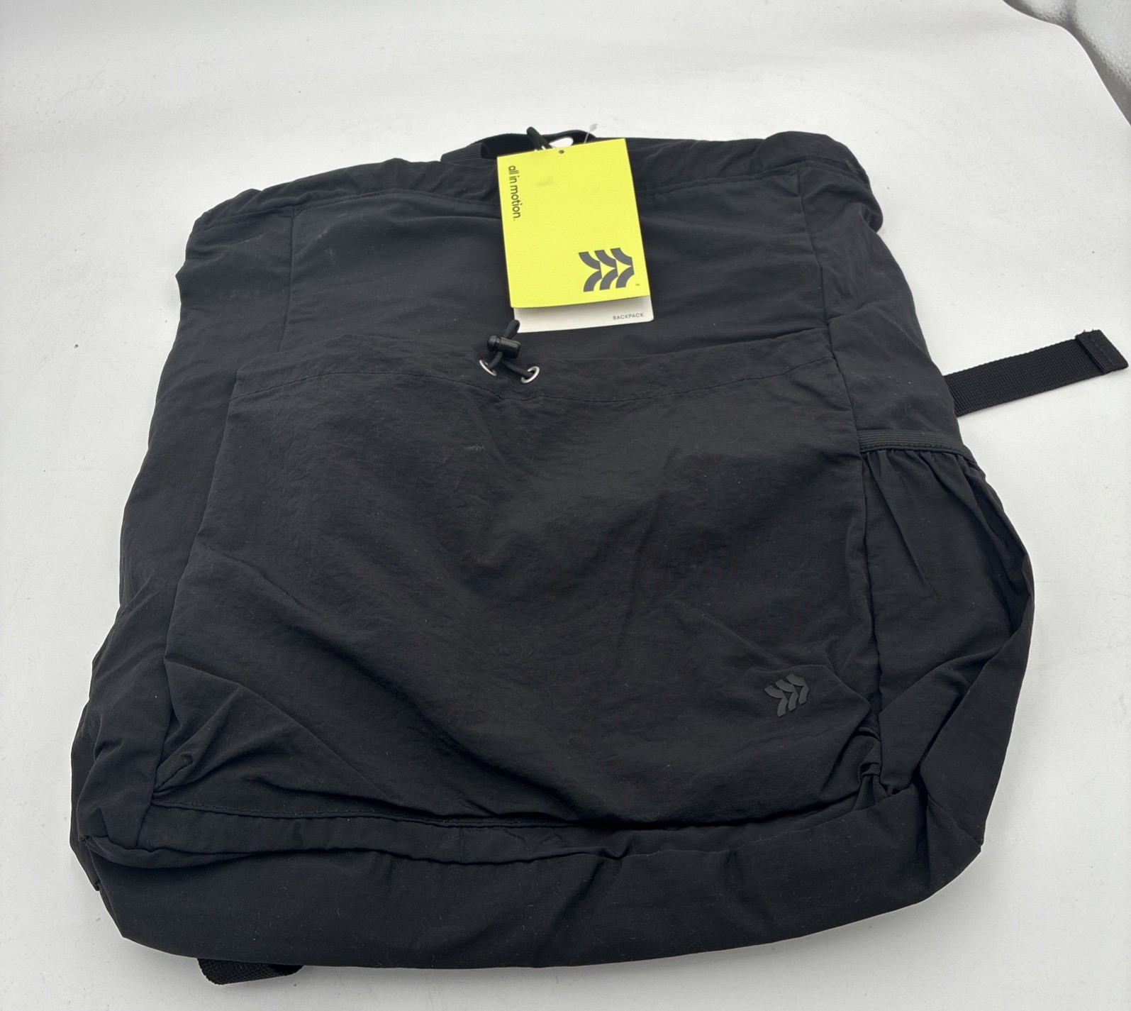 ALL IN MOTION CINCH BACKPACK – Water Repellent, BLACK