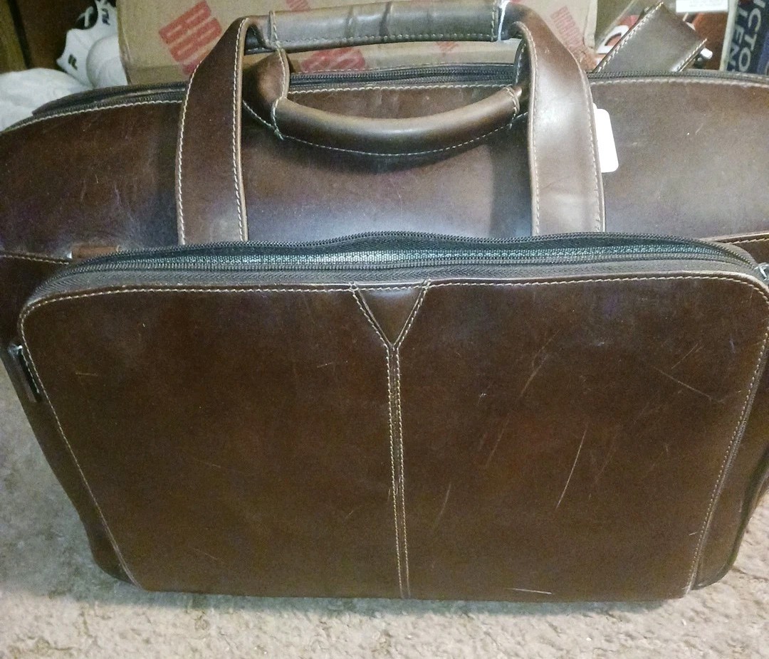 Johnston & Murphy Rhodes Leather Briefcase Laptop Bag Brown Wow Look 395 Retail