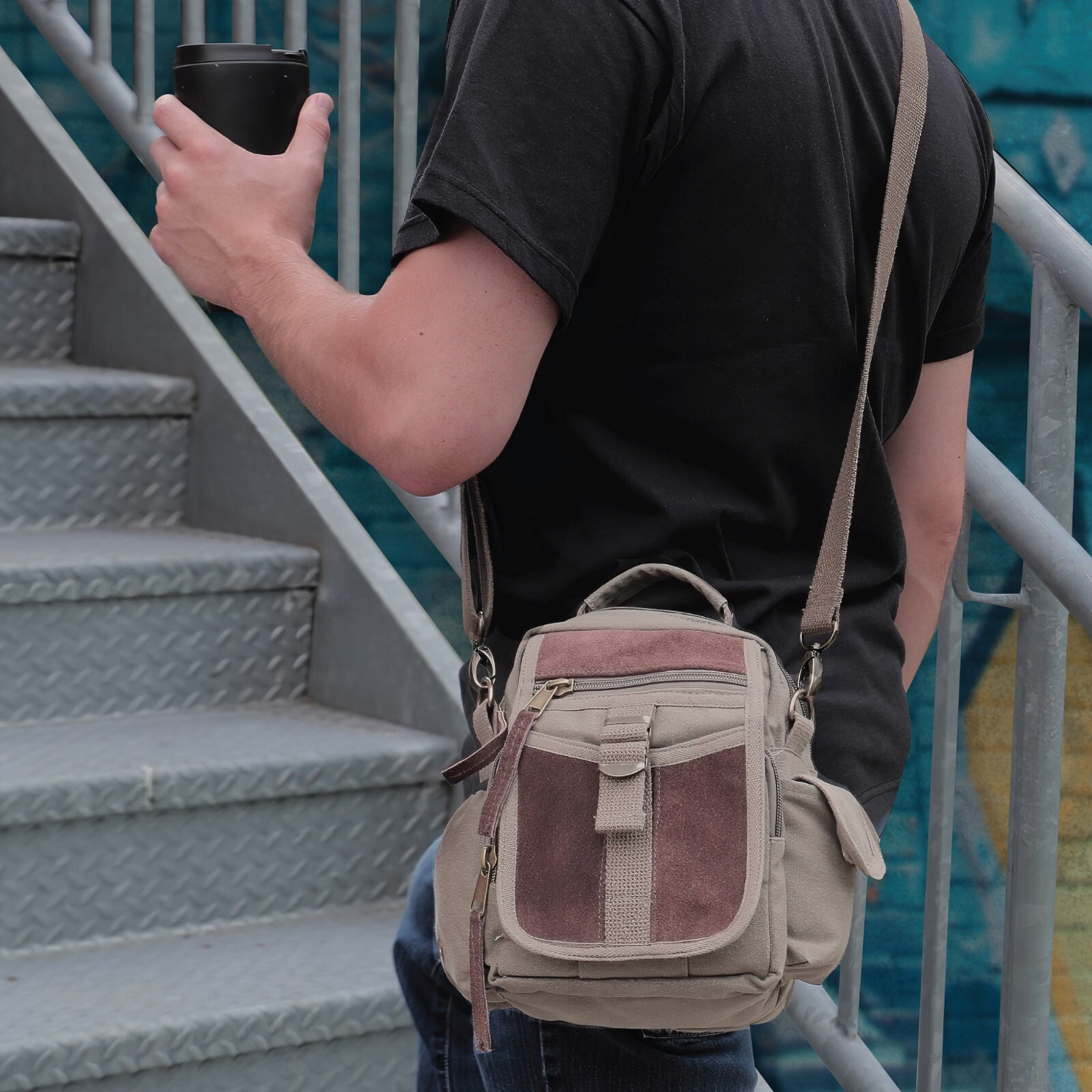 Rothco Small Messenger Canvas & Leather Everyday Utility Travel Crossbody Bag