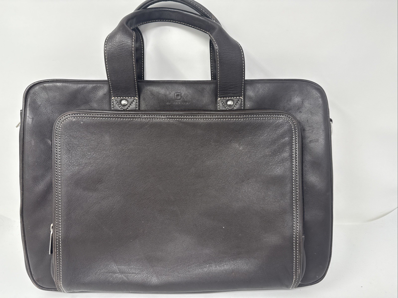 LE TANNEUR Briefcase Double handle Bag Brown Leather (missing strap)