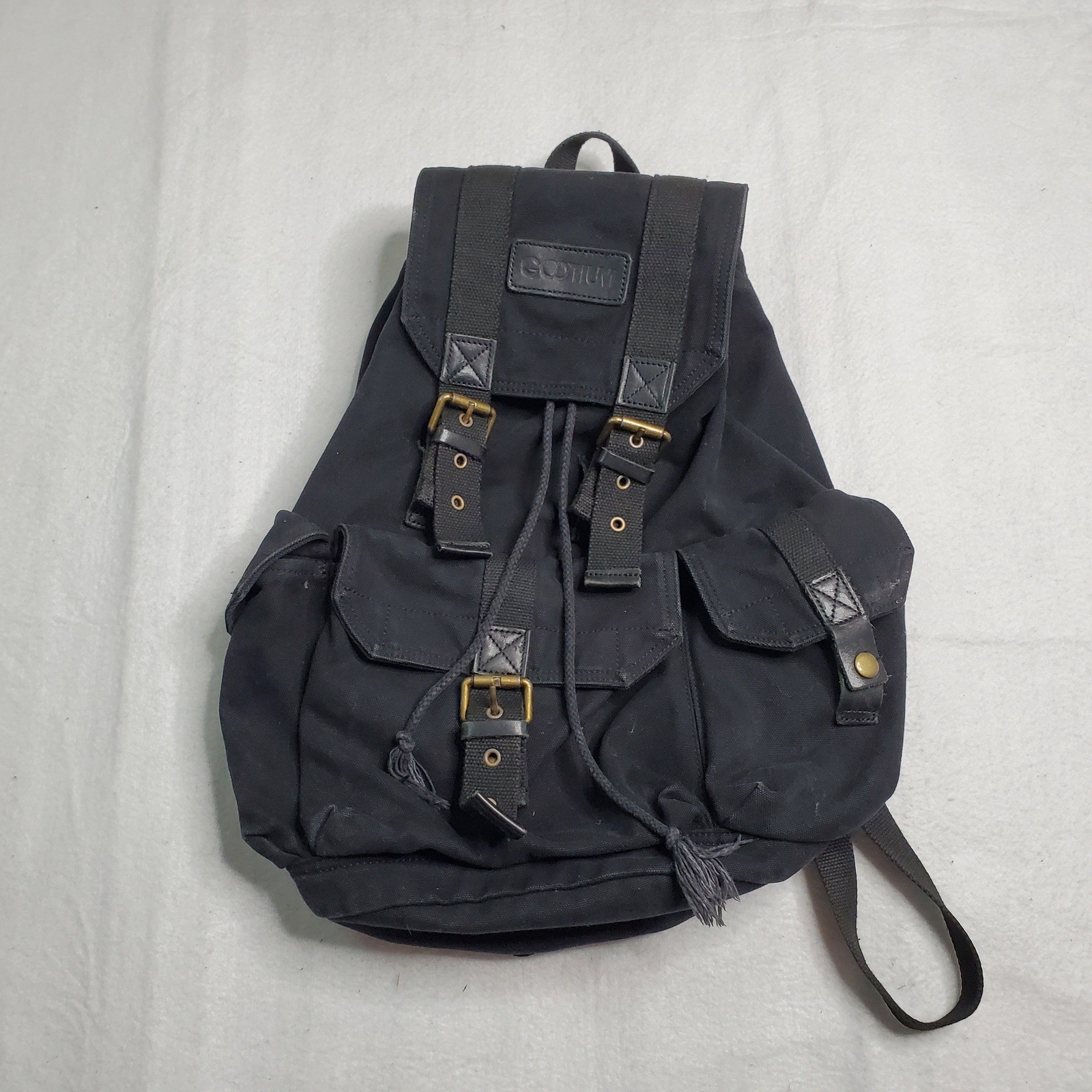 Gootium Unisex Specially High Black Canvas Vintage Rucksack Drawstring Buckle