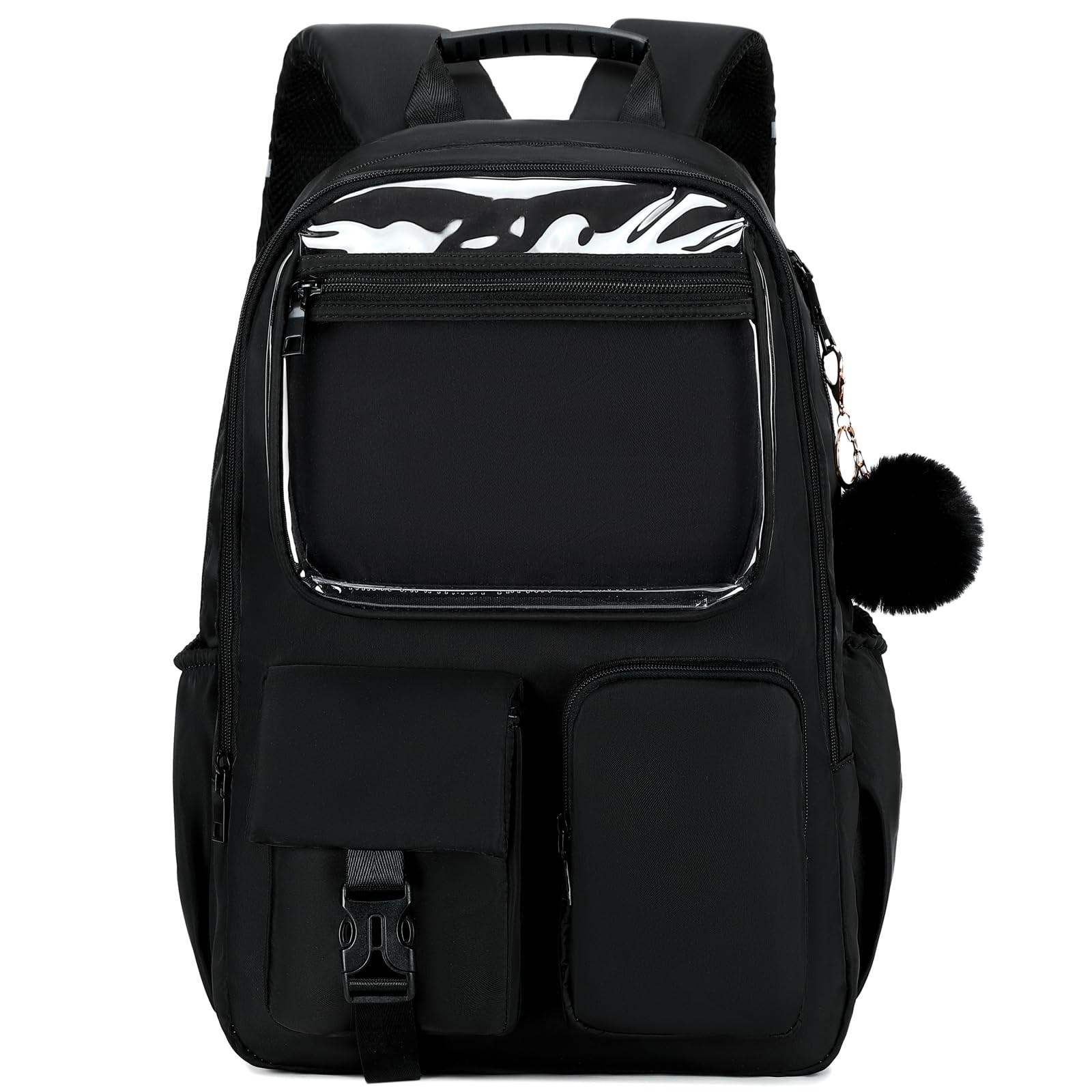 Black Plain Ita Bag Kids Backpack For Girls College Middle High School