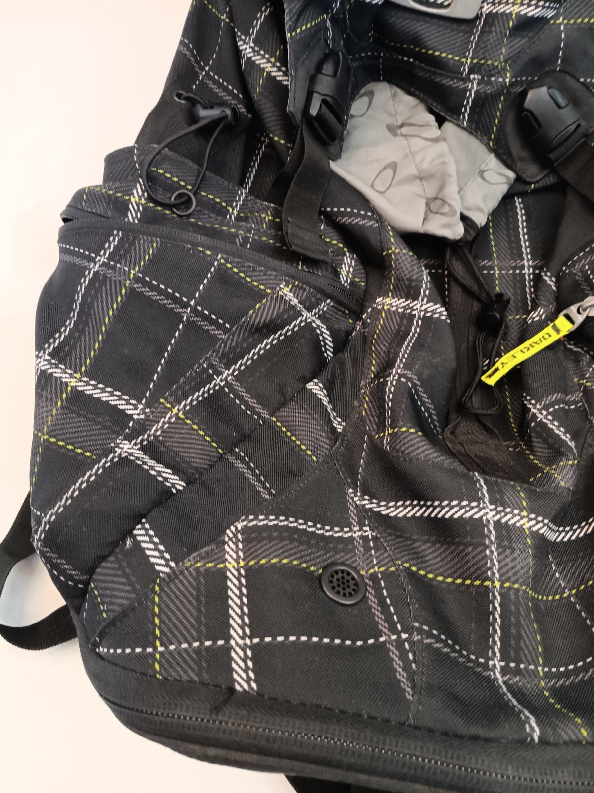 Oversized Large Oakley Backpack Checkered Plaid Pattern Neon Accent